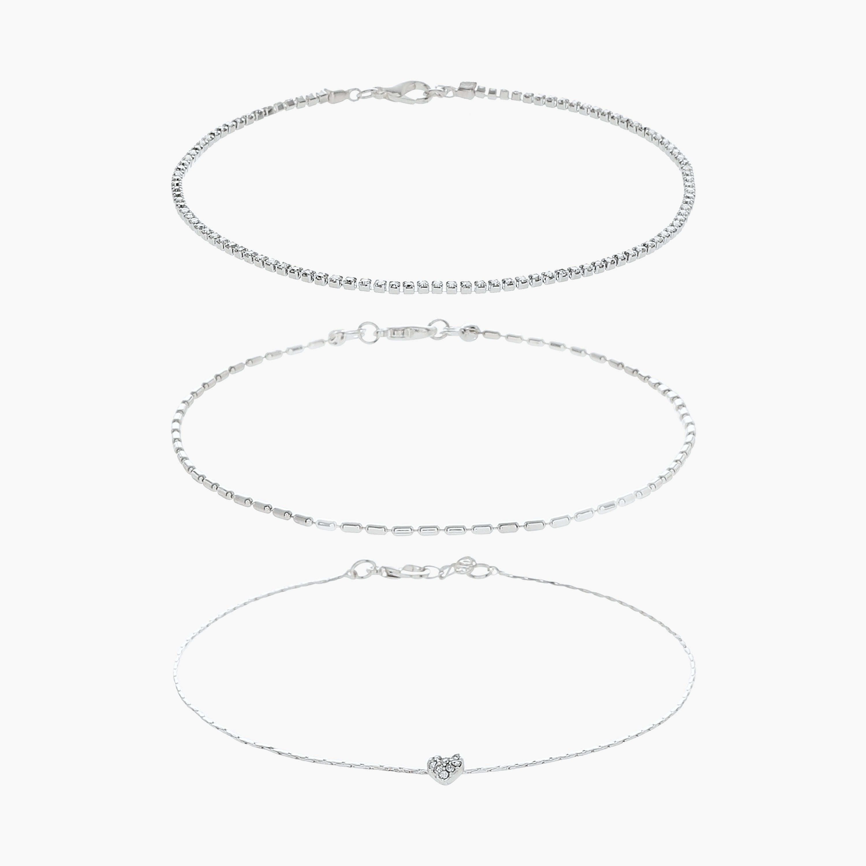 خلاخيل معدن مزينة - عبوة من 3 قطع-women-watchesandjewellery-jewellery-anklets-image-9