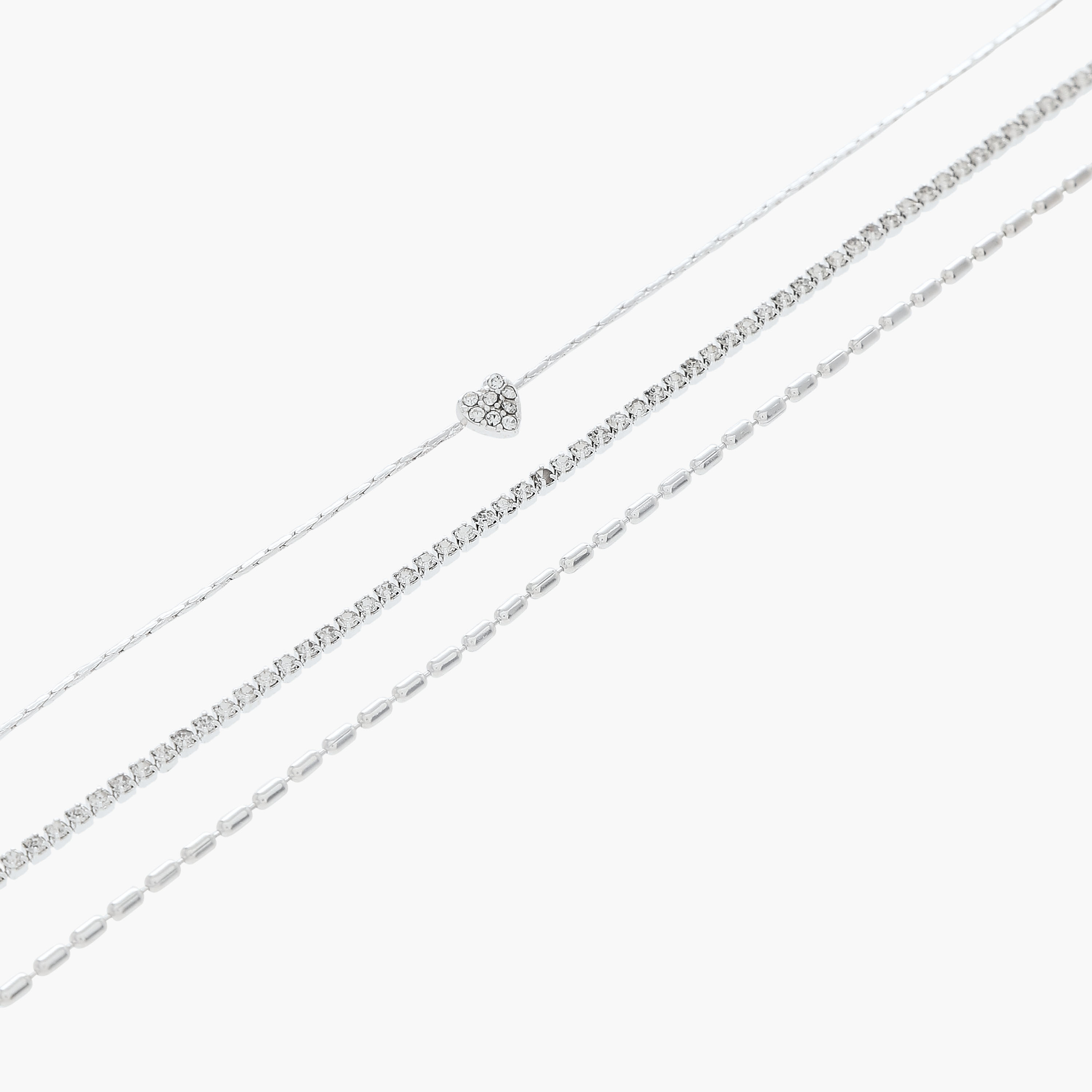 خلاخيل معدن مزينة - عبوة من 3 قطع-women-watchesandjewellery-jewellery-anklets-image-1