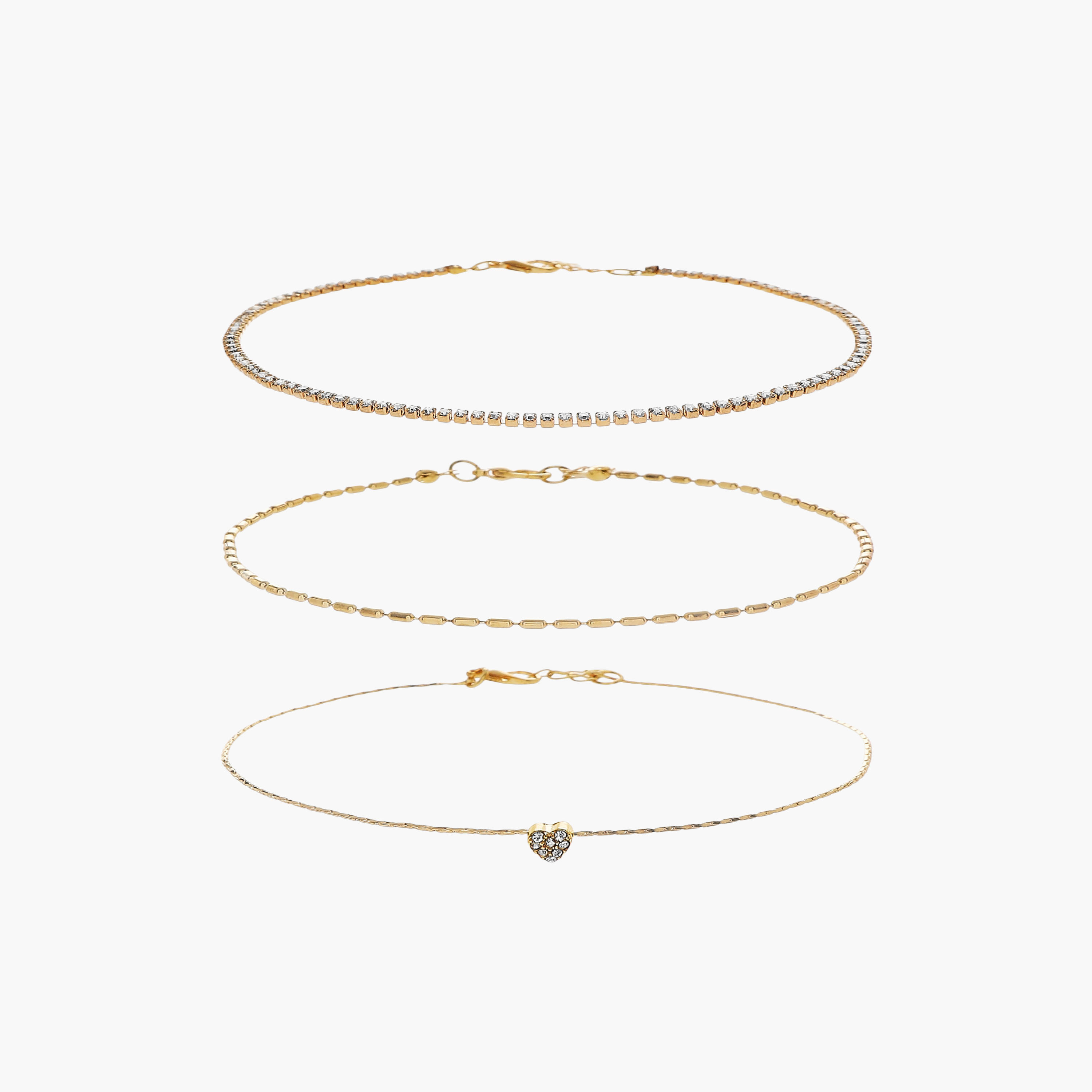 خلاخيل معدن مزينة - عبوة 3 قطع-women-watchesandjewellery-jewellery-anklets-image-9