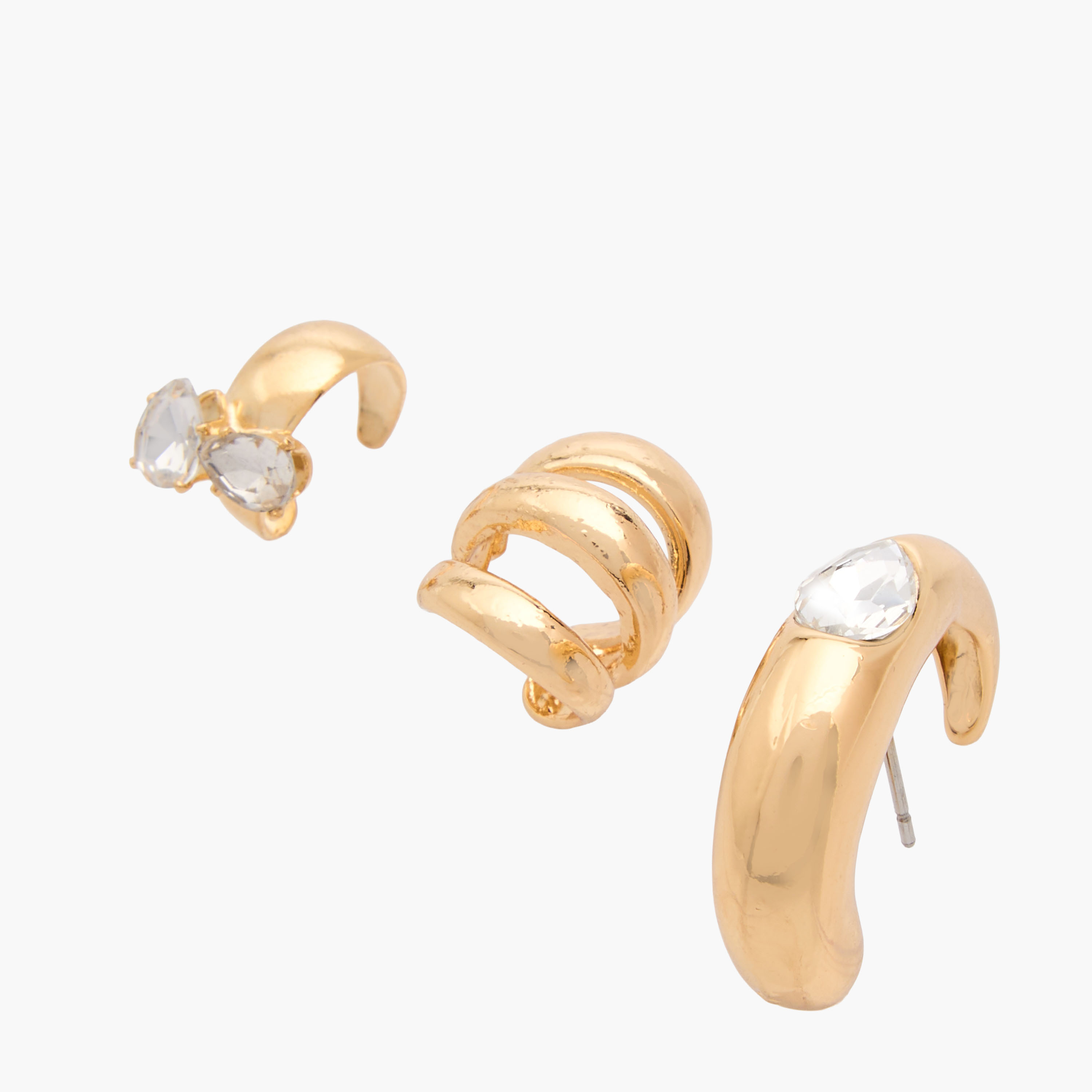 Pack of 3 Metallic Earrings with Pushback Closure-women-watchesandjewellery-jewellery-earrings-image-3