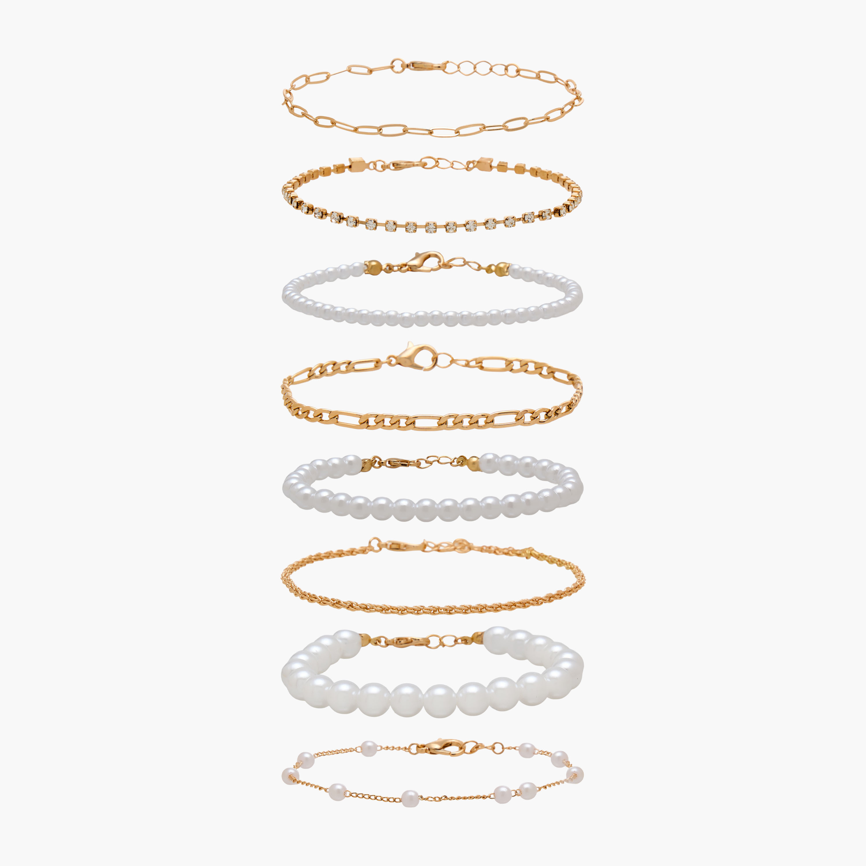 Pack of 8 Metallic Pearl Charm Design Bracelet-women-watchesandjewellery-jewellery-banglesandbracelets-image-1