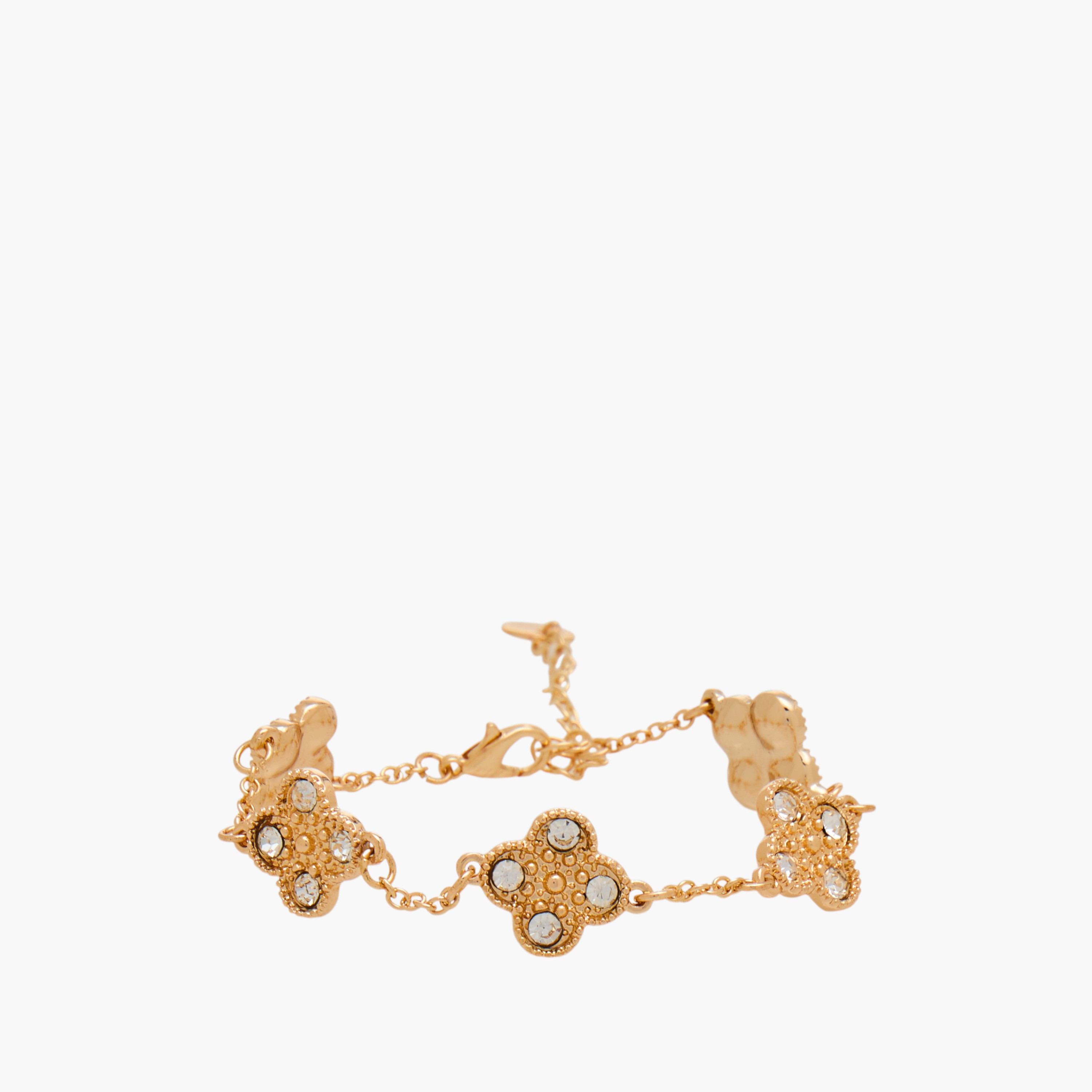 Gold Tone Clover Charm Bracelet-women-watchesandjewellery-jewellery-banglesandbracelets-image-2