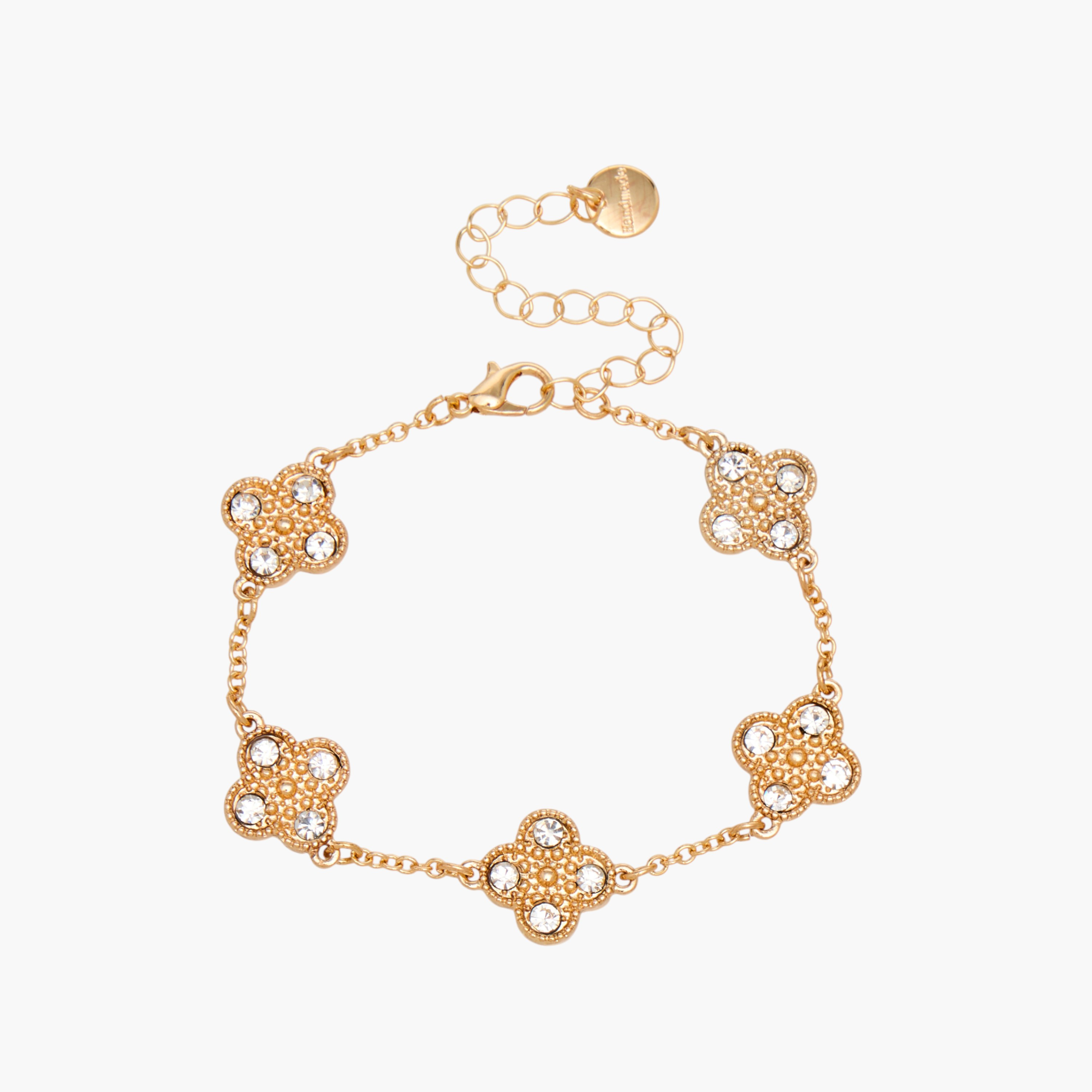 Gold Tone Clover Charm Bracelet-women-watchesandjewellery-jewellery-banglesandbracelets-image-4