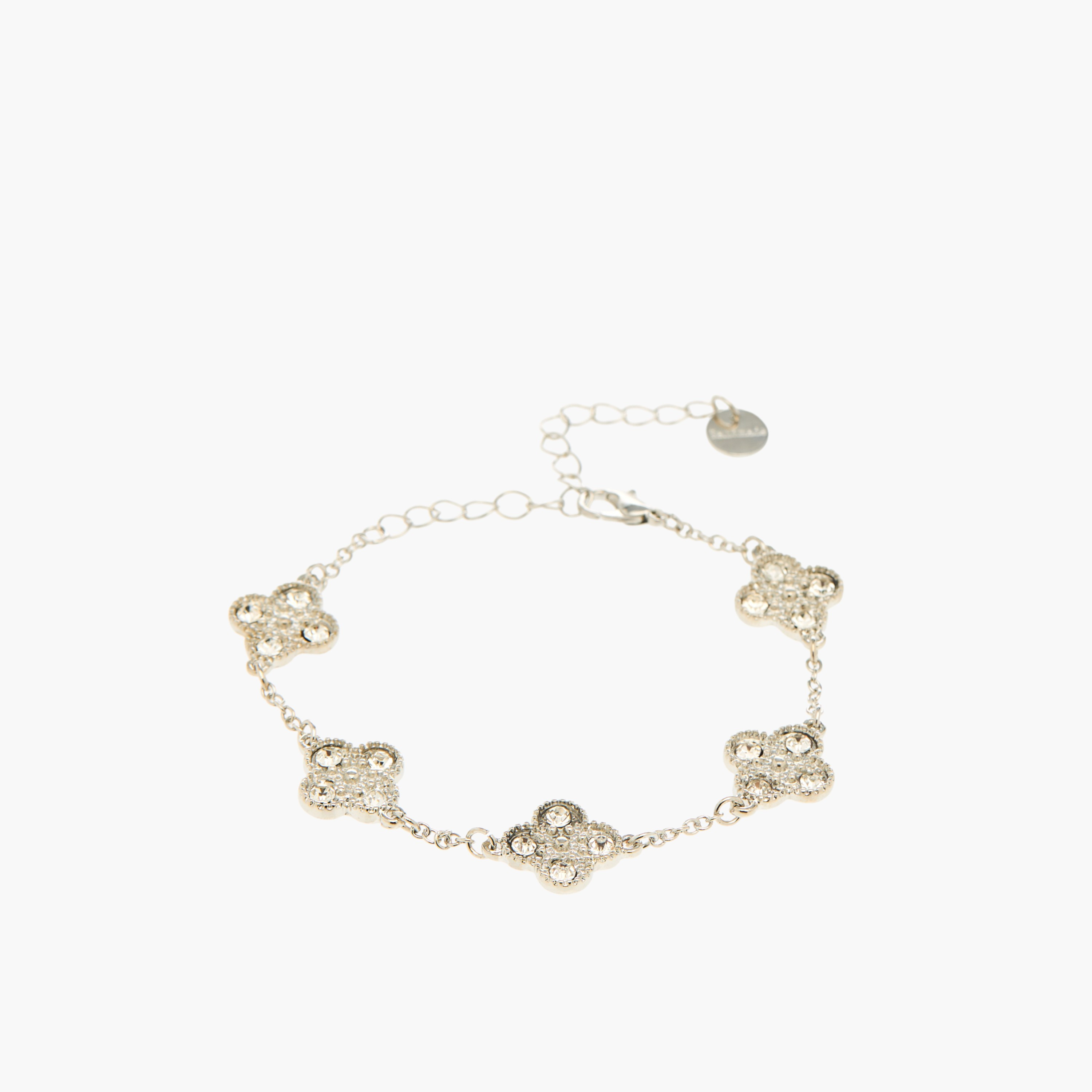 سوار معدن فضي اللون بتصميم زهرة البرسيم-women-watchesandjewellery-jewellery-banglesandbracelets-image-3