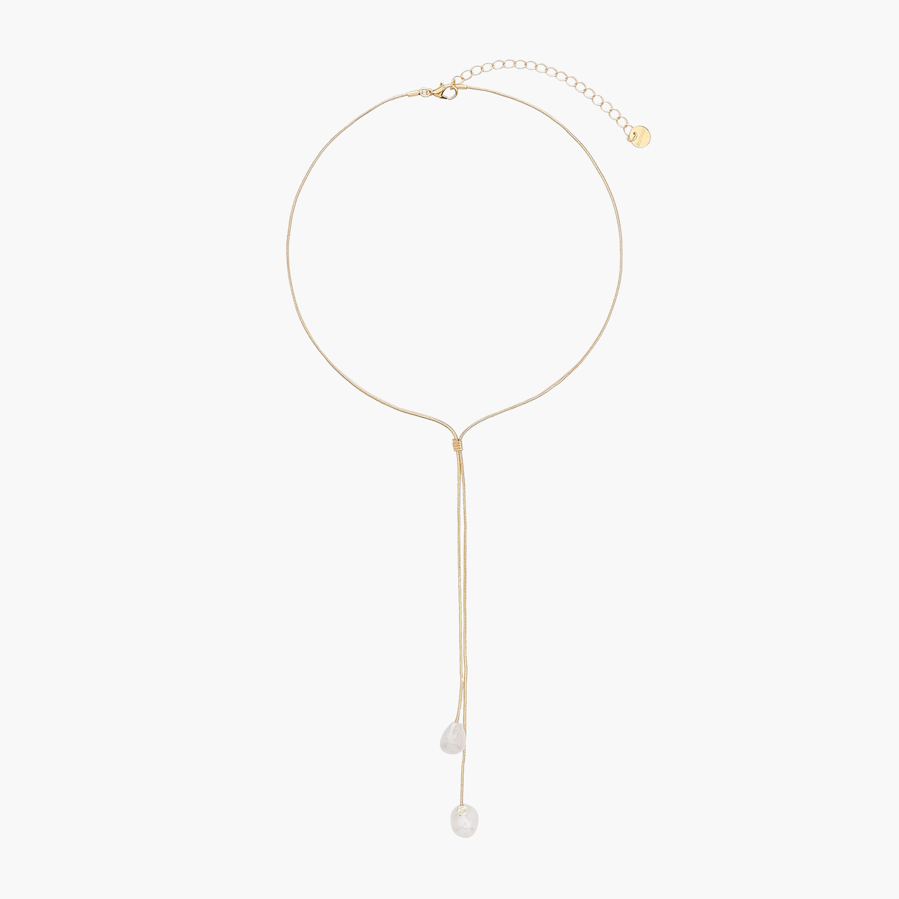 Metallic Necklace with Pearl Drop Detail-women-watchesandjewellery-jewellery-necklacesandpendants-image-1
