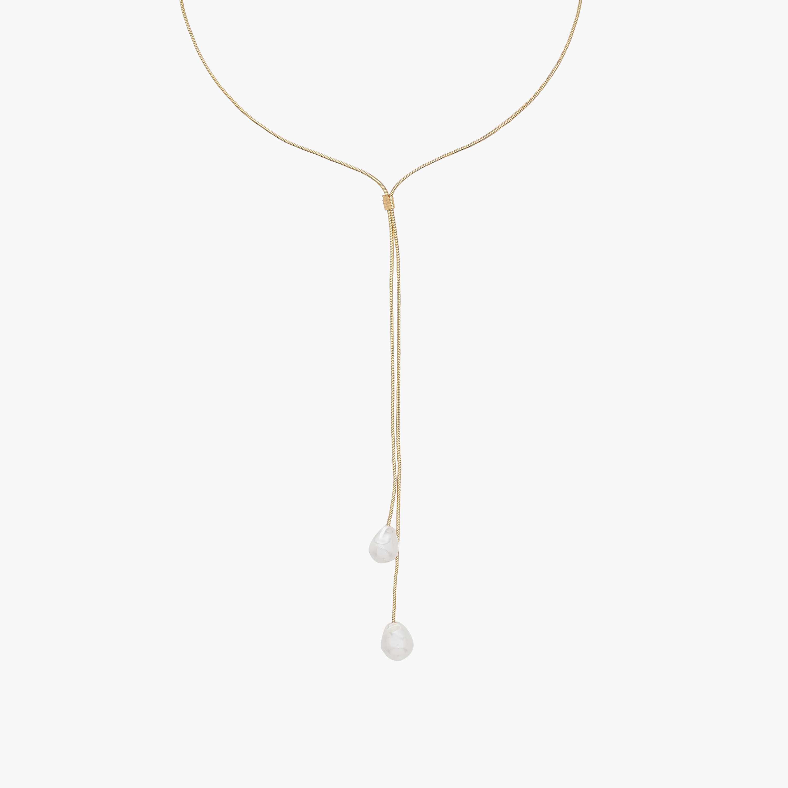 Metallic Necklace with Pearl Drop Detail-women-watchesandjewellery-jewellery-necklacesandpendants-image-2