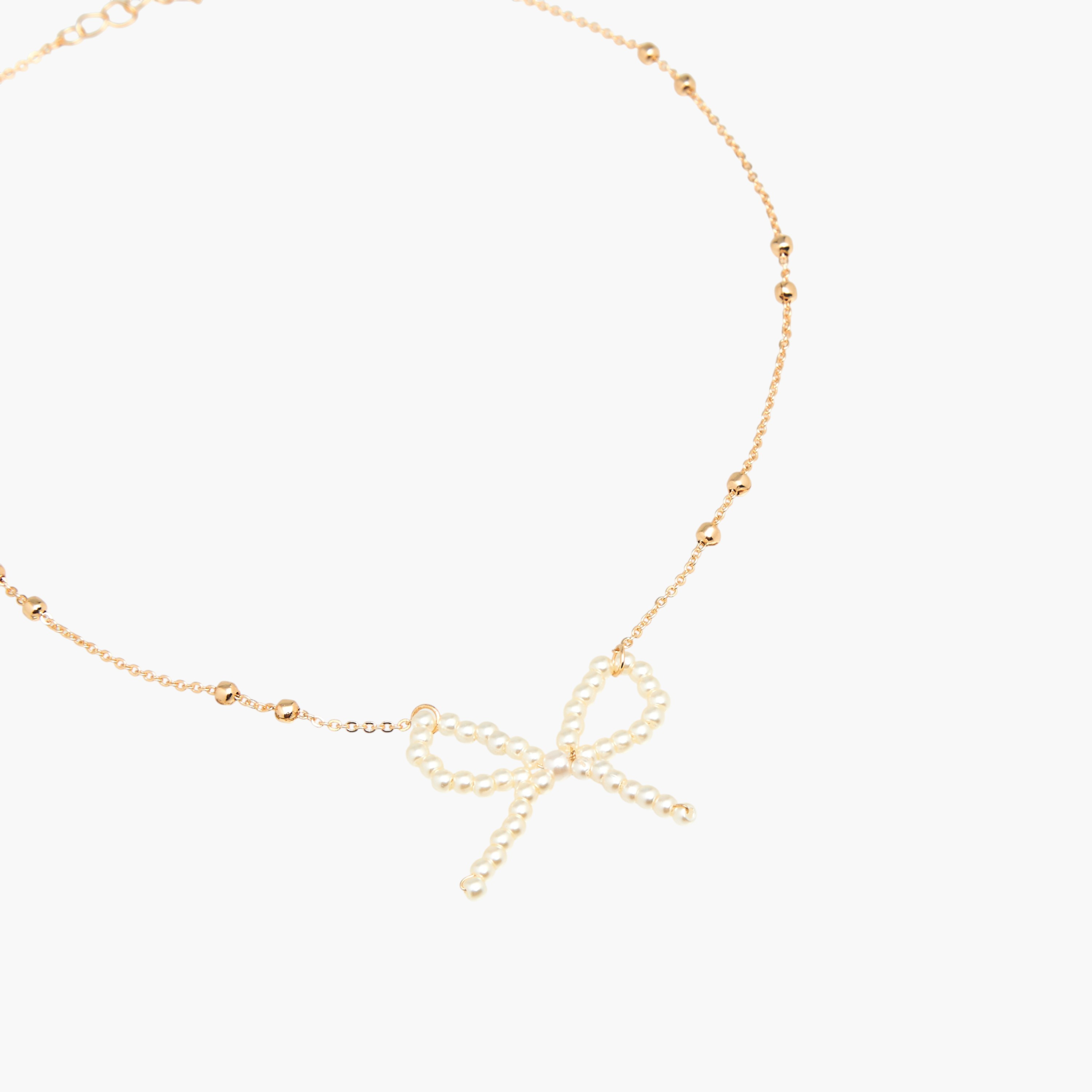 عقد ميتاليك بدلاية فيونكة لؤلؤ-women-watchesandjewellery-jewellery-necklacesandpendants-image-2