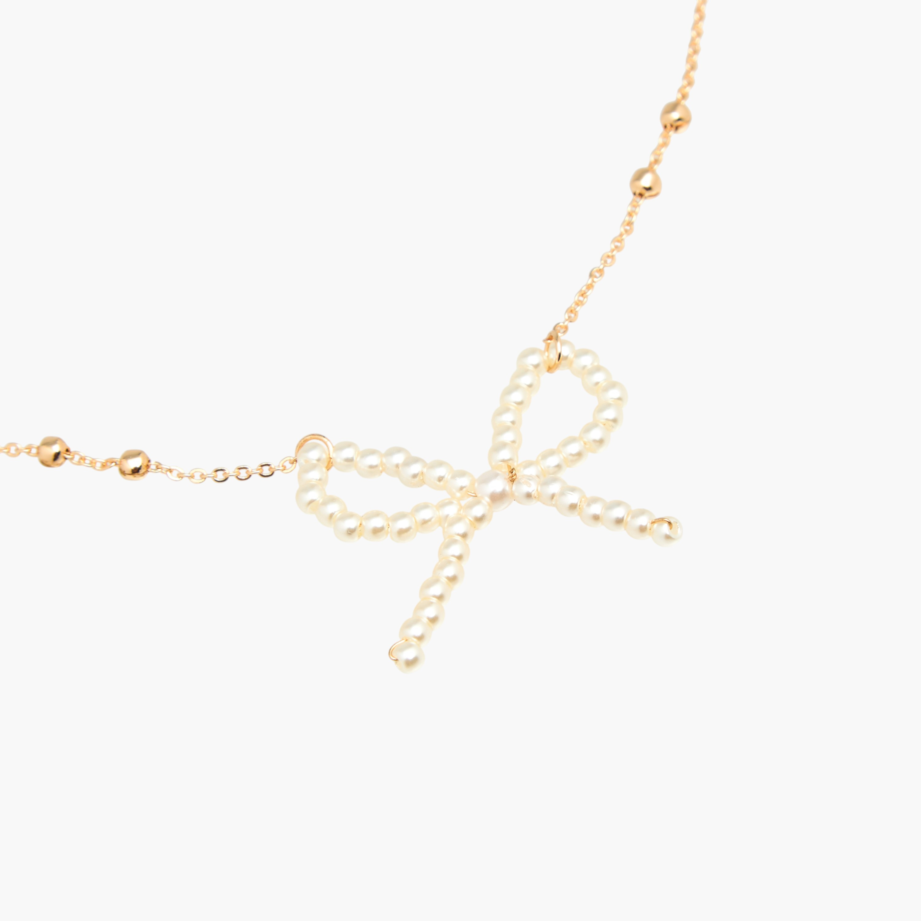 عقد ميتاليك بدلاية فيونكة لؤلؤ-women-watchesandjewellery-jewellery-necklacesandpendants-image-3