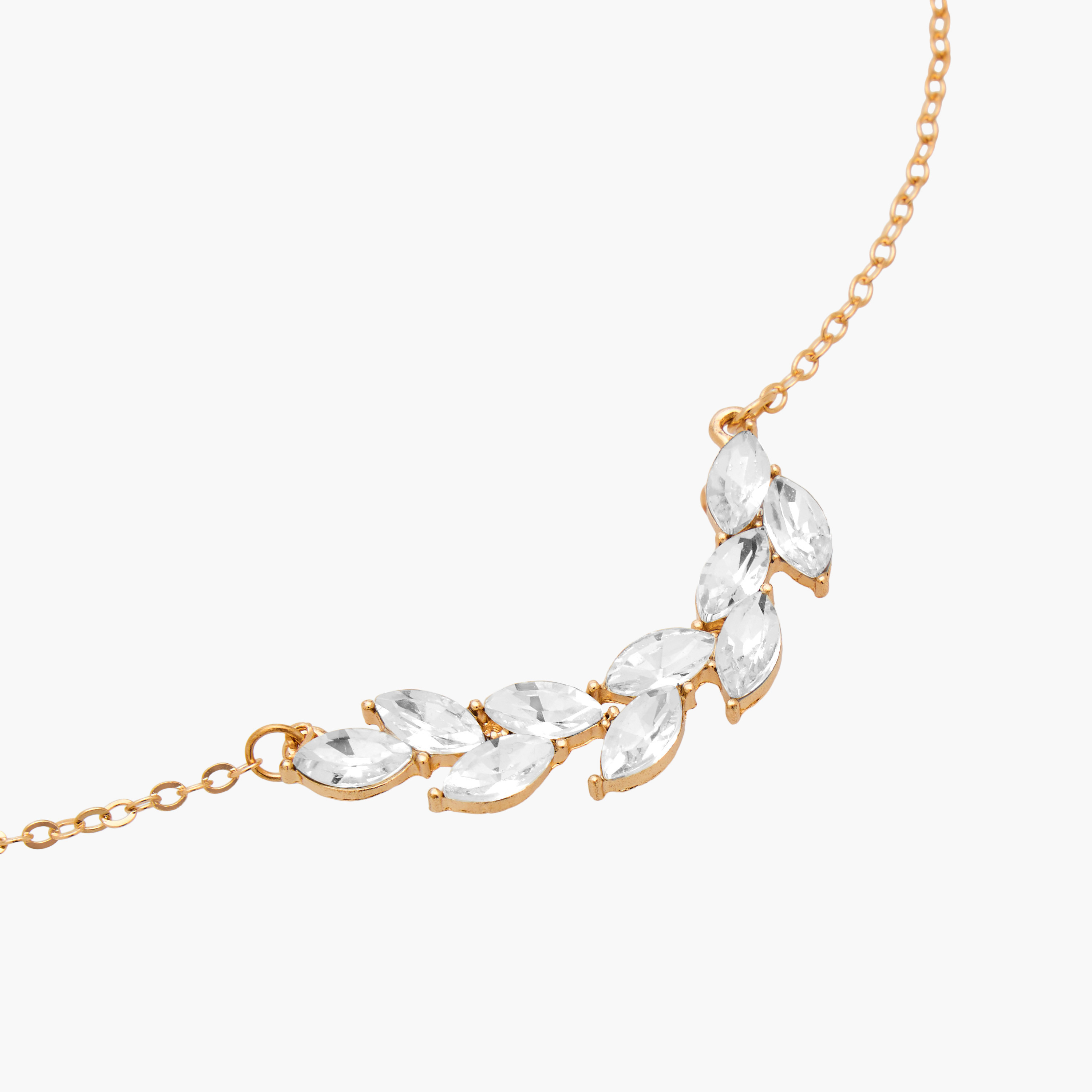 Set of 2 - Diamante Leaf Necklace and Earrings-women-watchesandjewellery-jewellery-jewellerysets-image-6