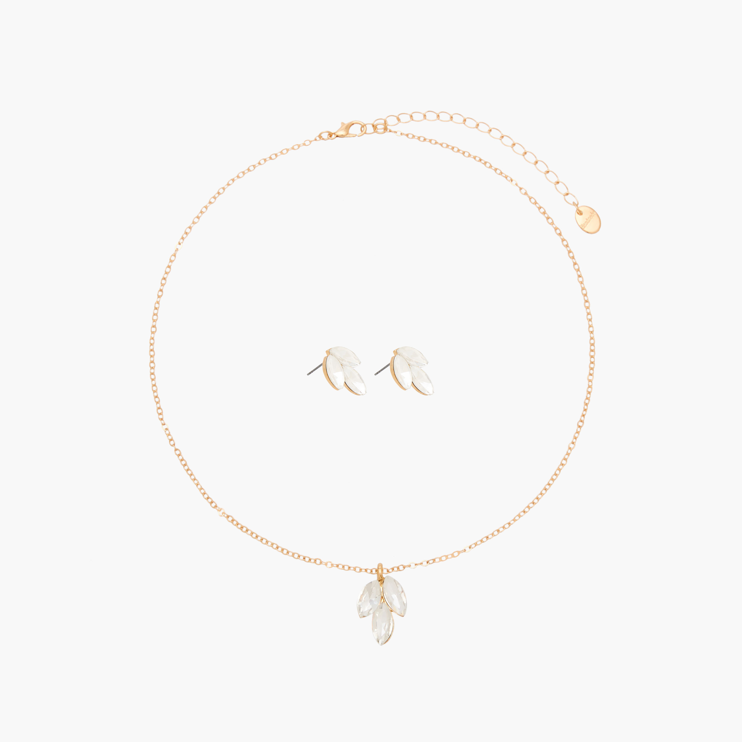 Set of 2 - Crystal Leaf Embellished Necklace and Earrings-women-watchesandjewellery-jewellery-jewellerysets-image-1