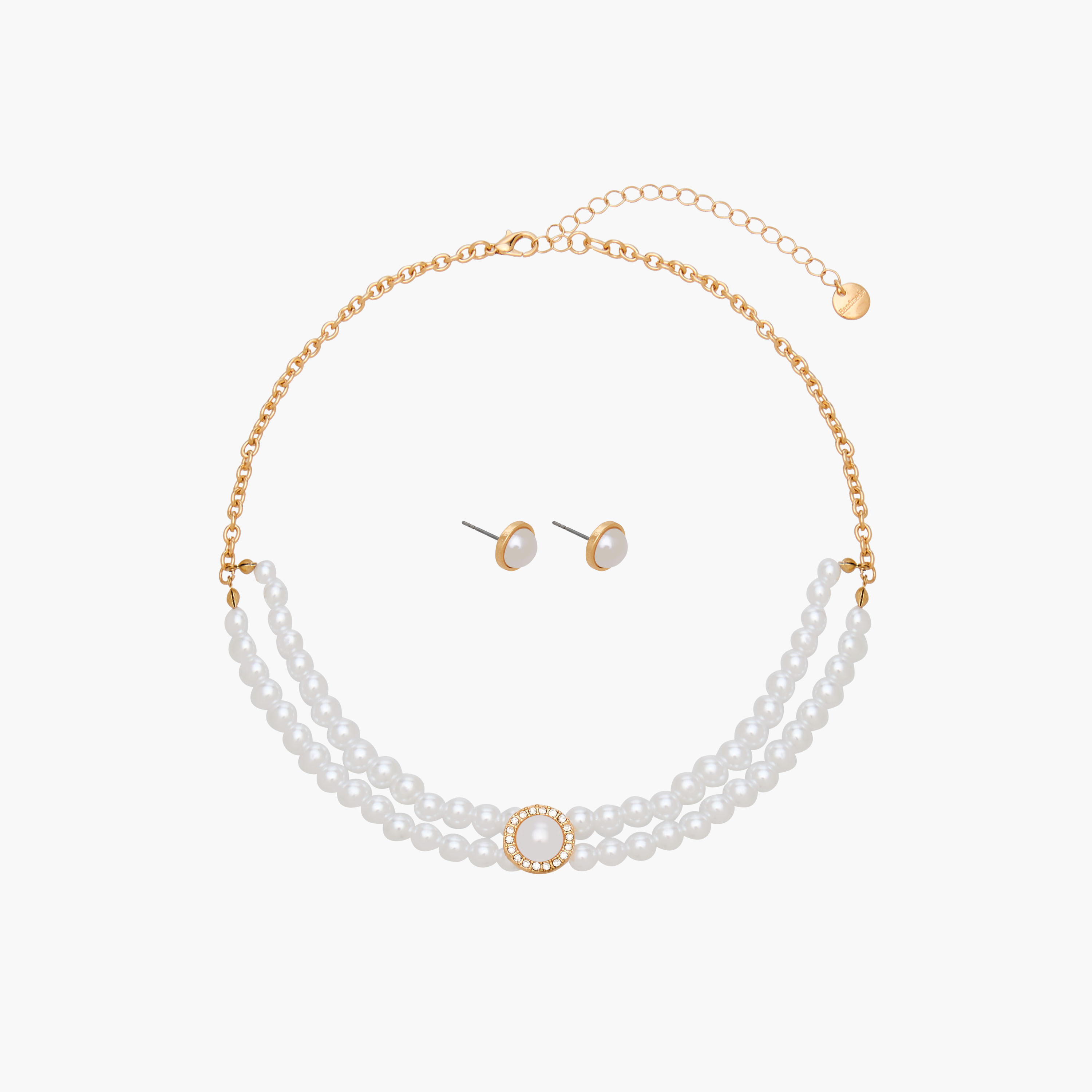 Set of 2 - Pearl Embellished Necklace and Earrings-women-watchesandjewellery-jewellery-jewellerysets-image-1