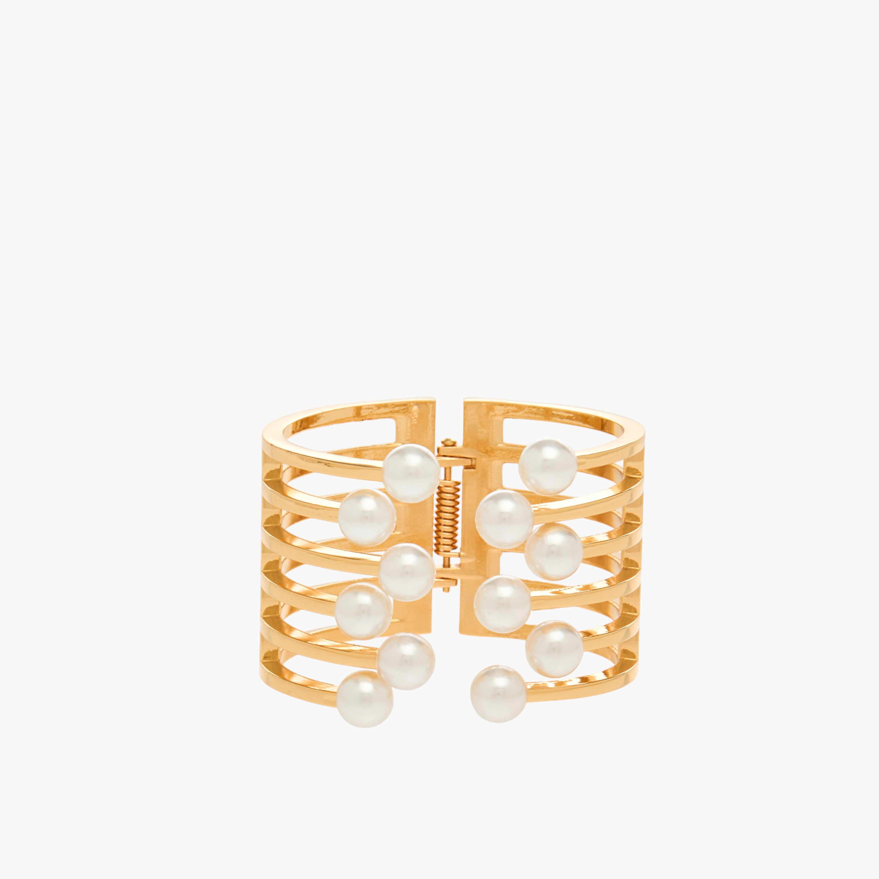 Metal Gold Finish Pearl Embellished Cuff Bracelet-women-watchesandjewellery-jewellery-banglesandbracelets-image-1