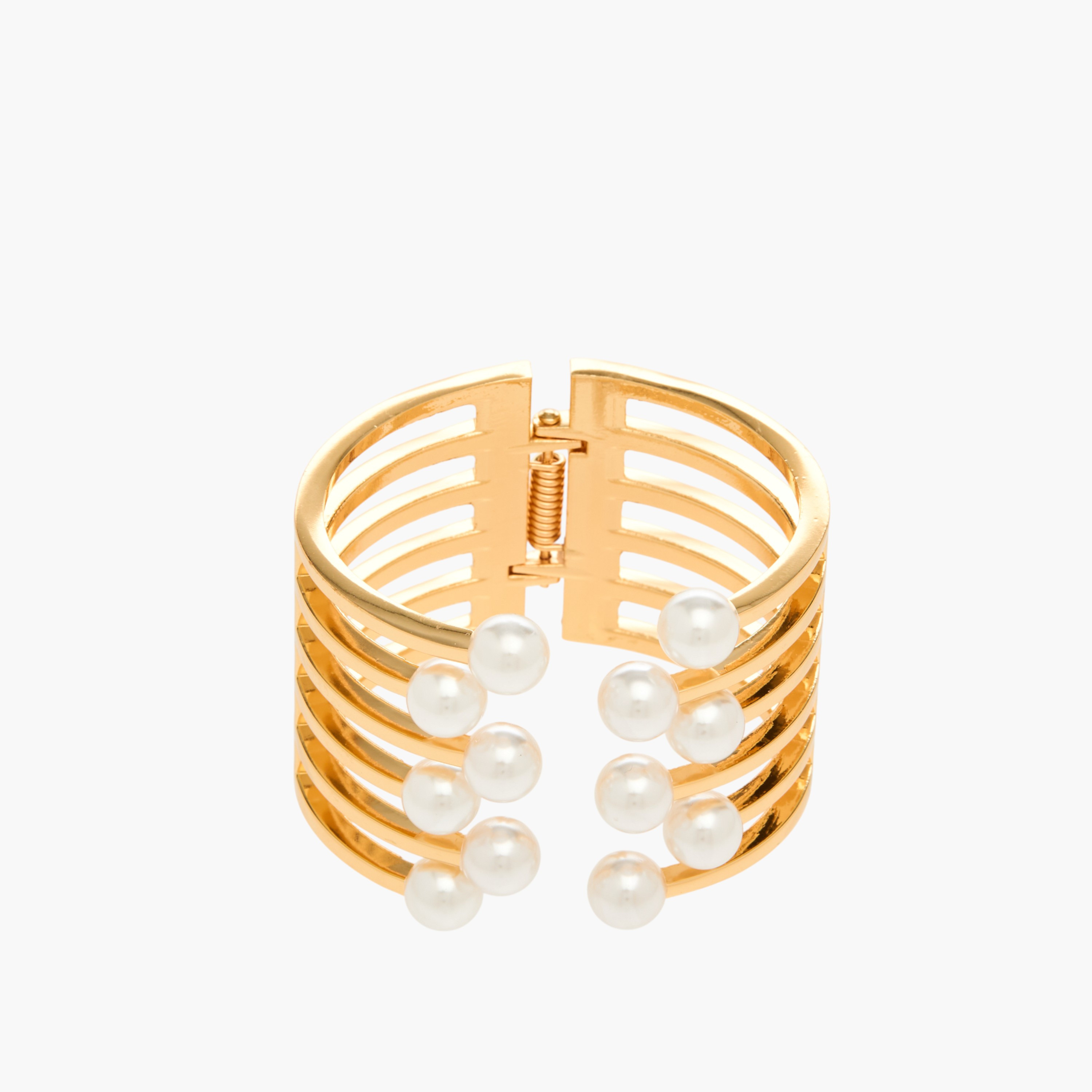 Metal Gold Finish Pearl Embellished Cuff Bracelet-women-watchesandjewellery-jewellery-banglesandbracelets-image-2