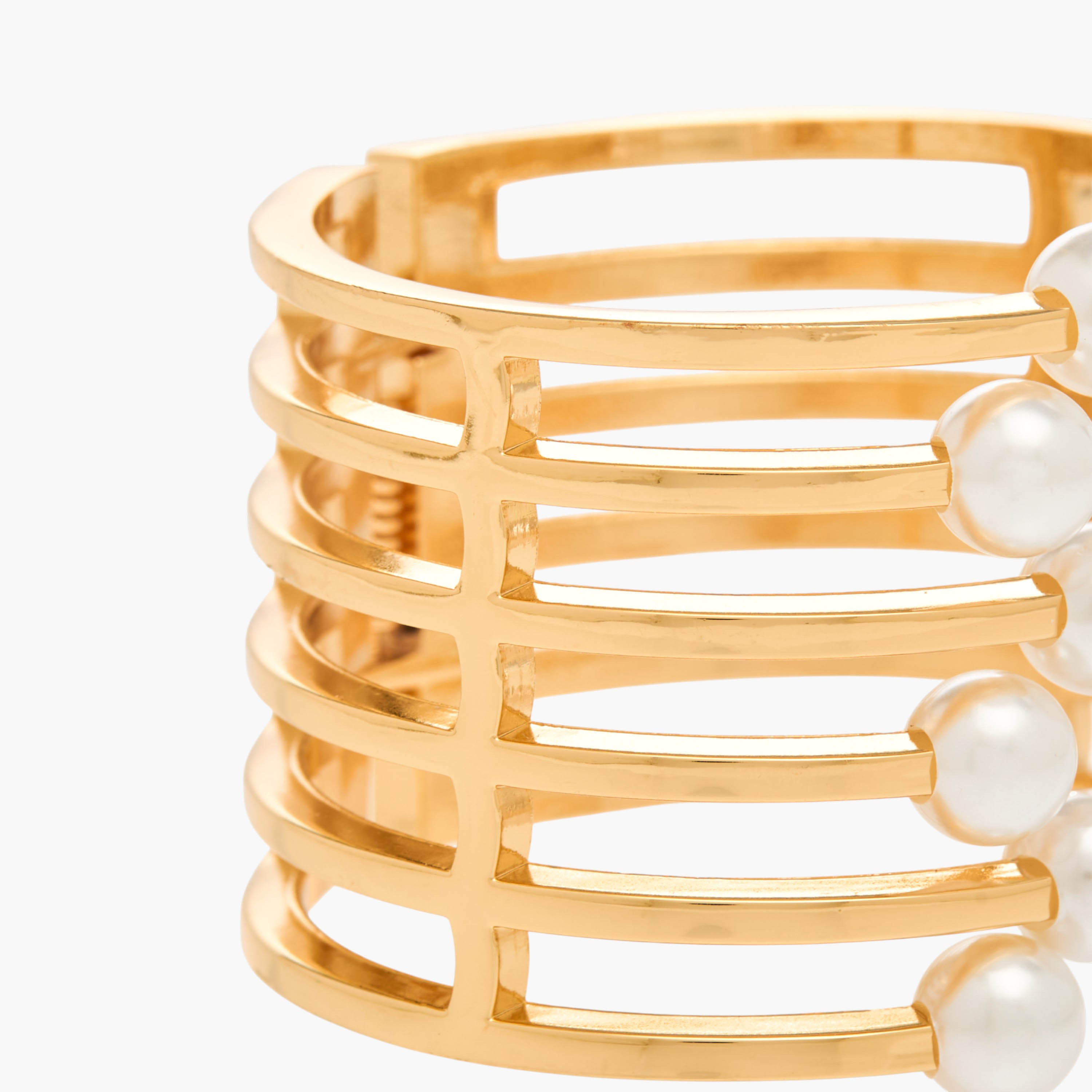 Metal Gold Finish Pearl Embellished Cuff Bracelet-women-watchesandjewellery-jewellery-banglesandbracelets-image-4