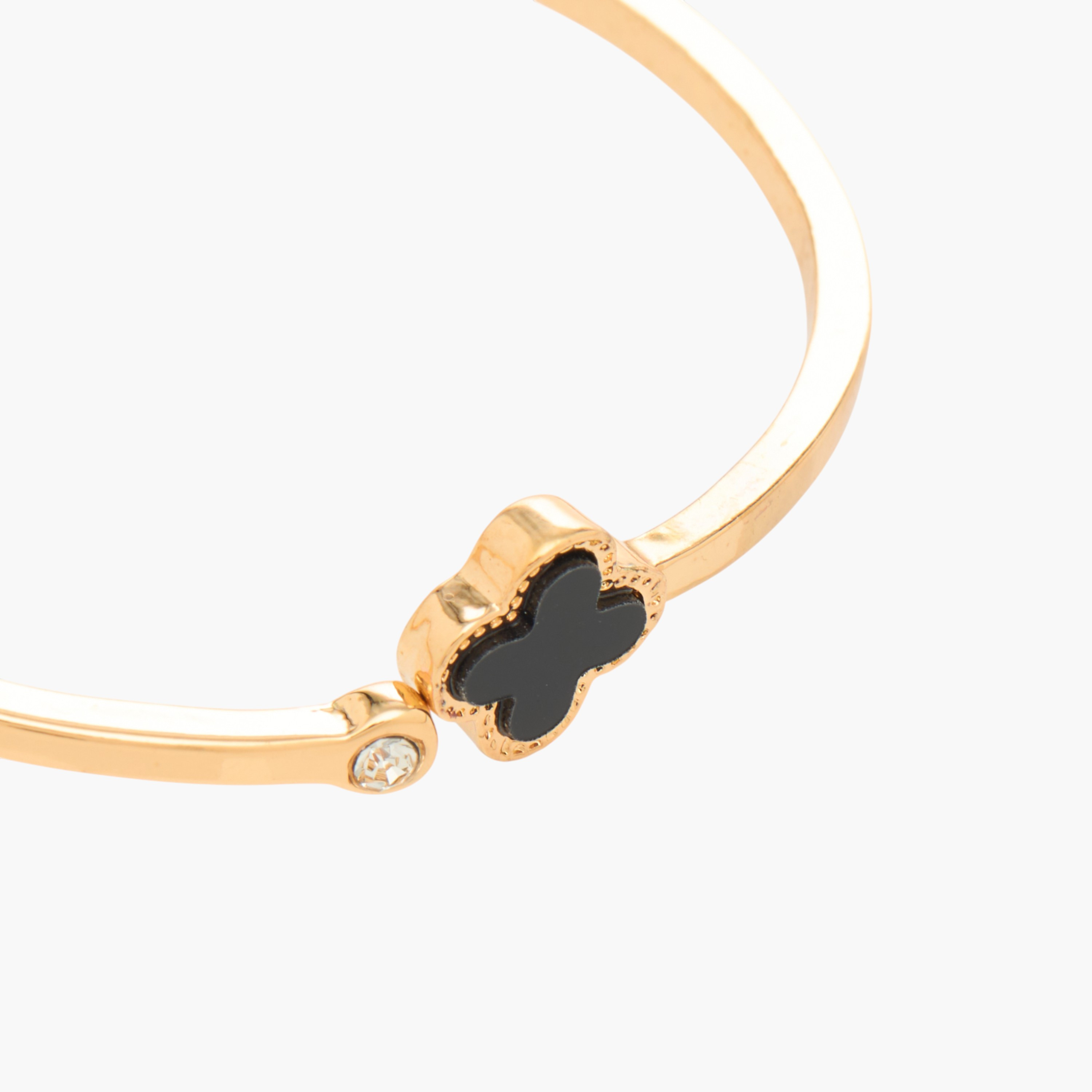 Metal Gold Finish Clover Charm Cuff Bracelet-women-watchesandjewellery-jewellery-banglesandbracelets-image-3