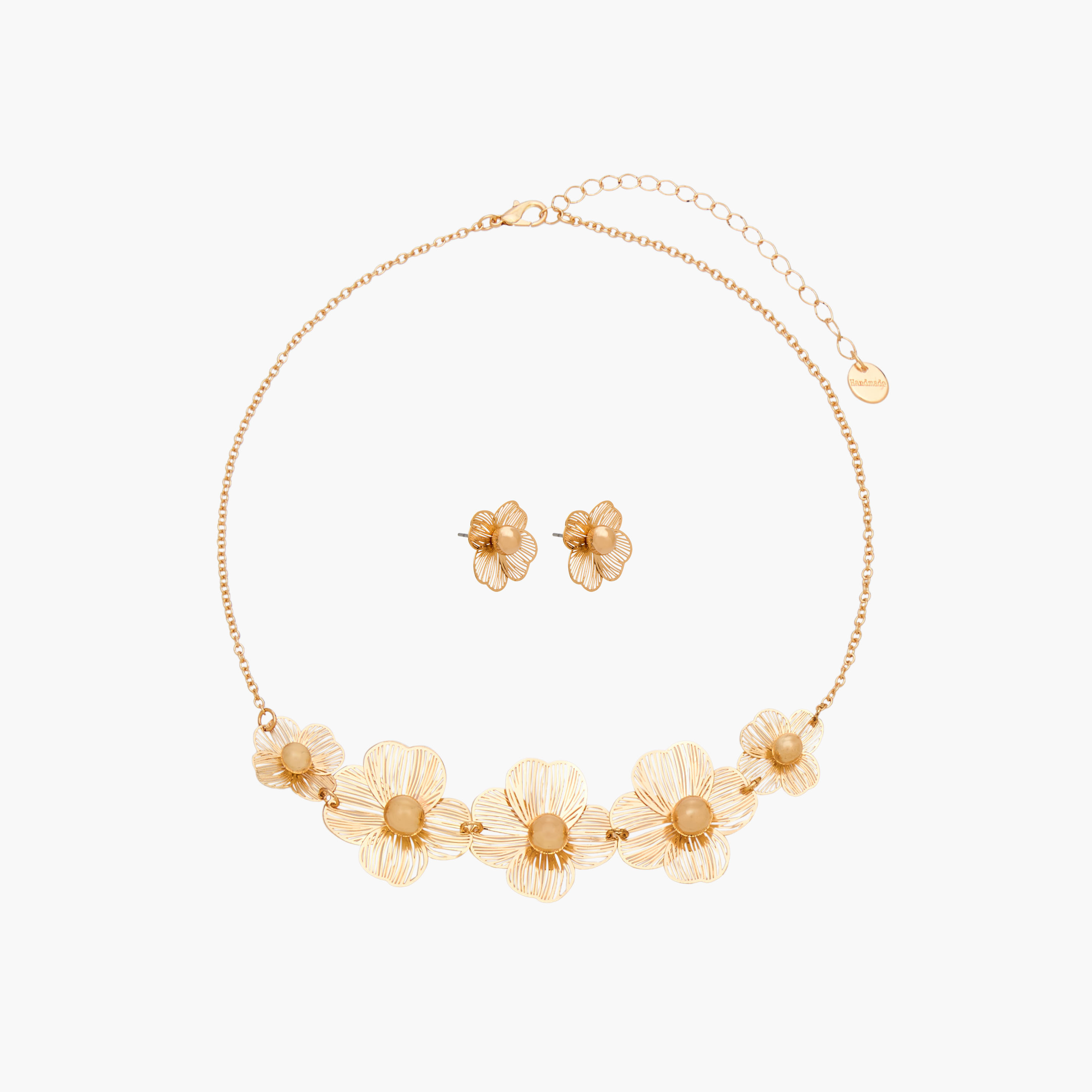 Set of 2 - Floral Filigree Necklace and Earrings-women-watchesandjewellery-jewellery-jewellerysets-image-1