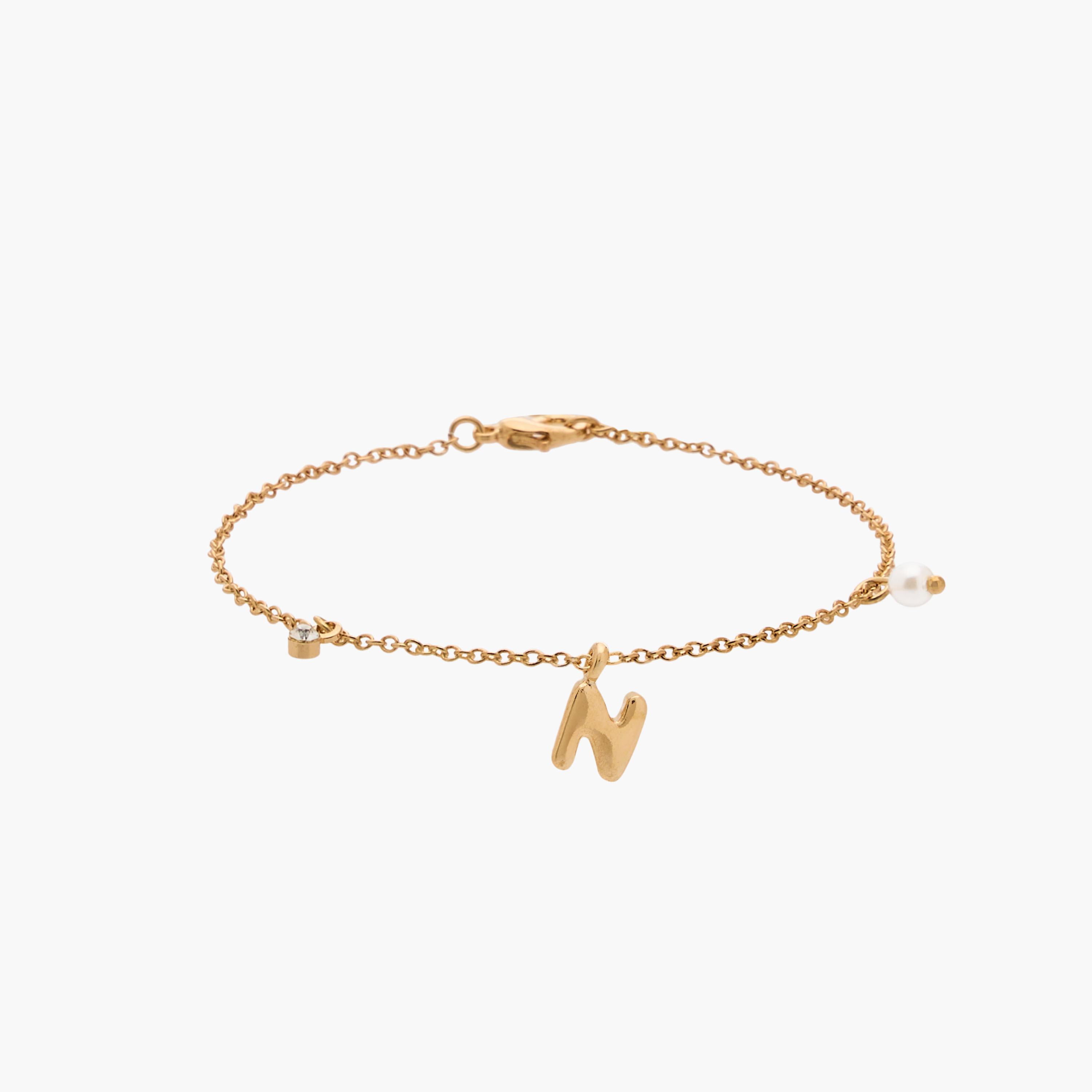 Gold Tone Bracelet with Alphabet Charm-women-watchesandjewellery-jewellery-banglesandbracelets-image-1