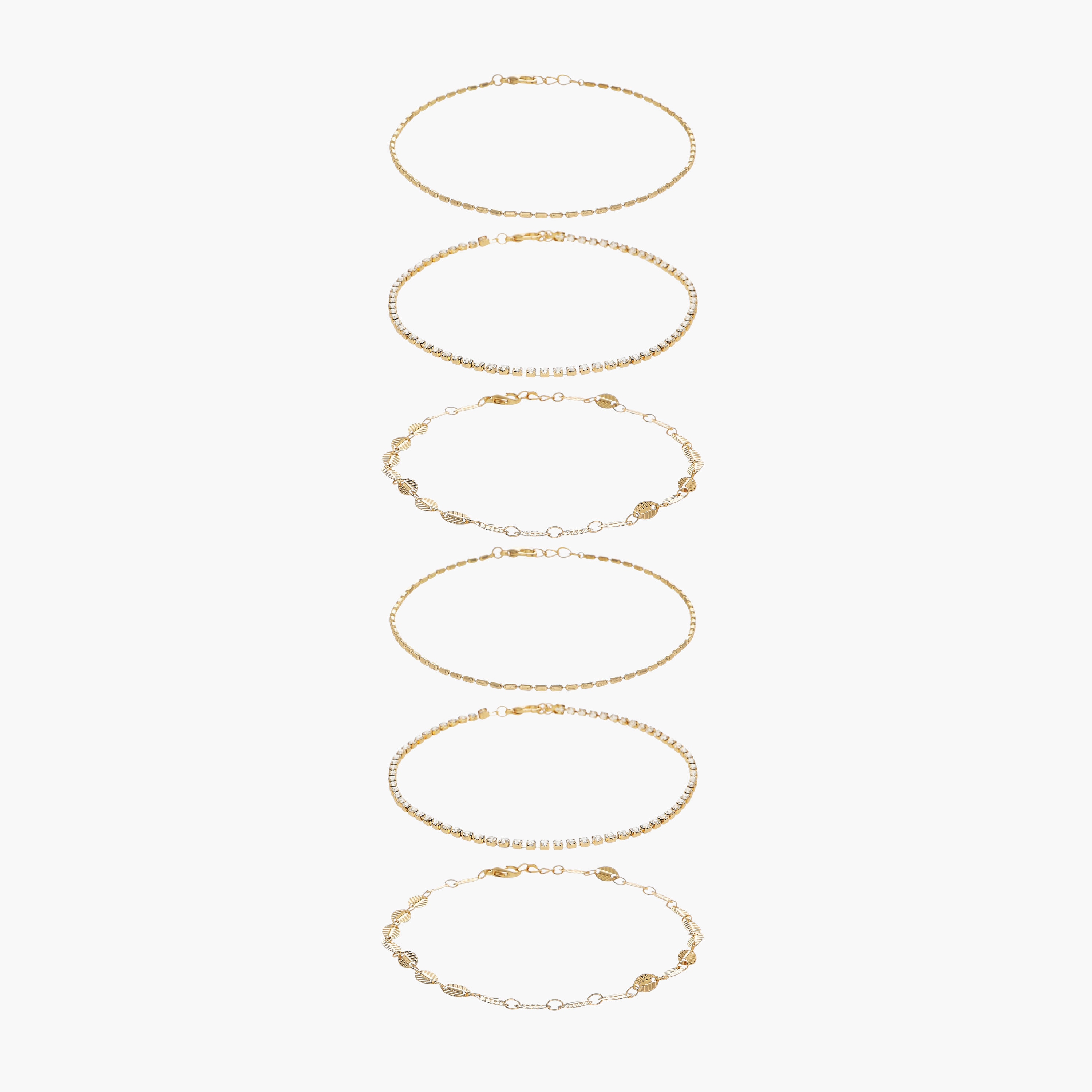 طقم خلخال ذهبي اللون بتصاميم متنوعة – 6 قطع-women-watchesandjewellery-jewellery-anklets-image-10