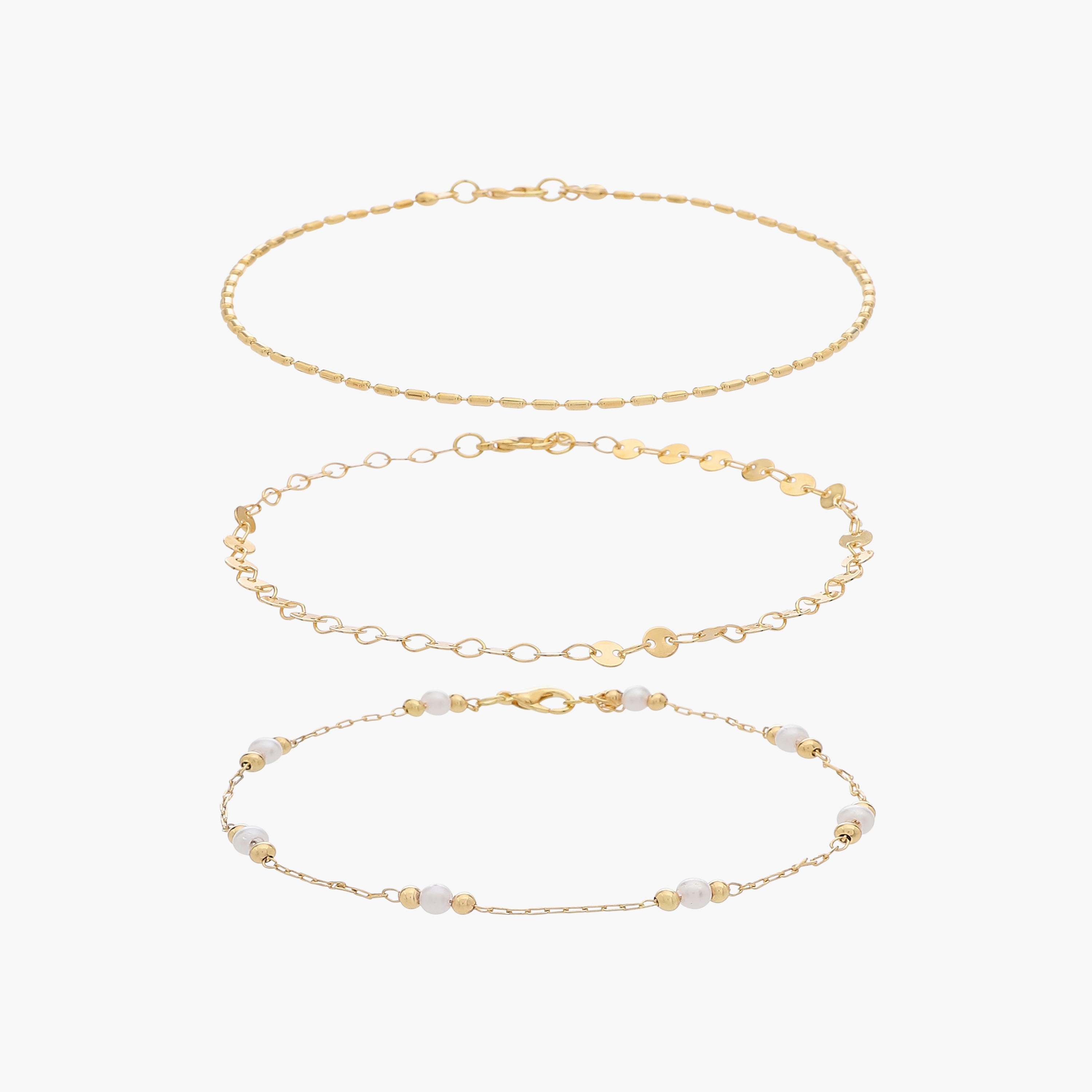 خلاخيل ذهبية اللون بتصاميم متنوعة - عبوة 3 قطع-women-watchesandjewellery-jewellery-anklets-image-9