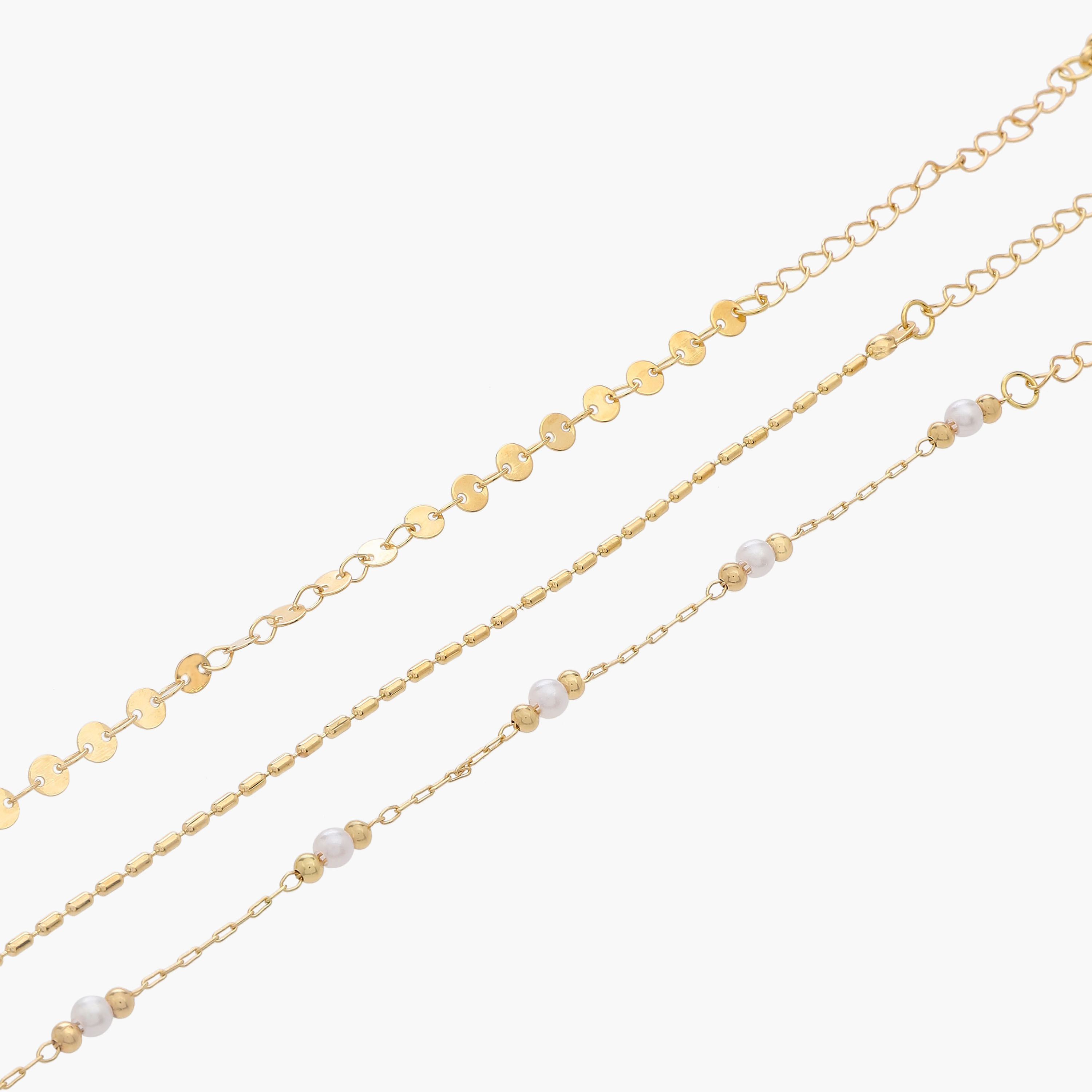 خلاخيل ذهبية اللون بتصاميم متنوعة - عبوة 3 قطع-women-watchesandjewellery-jewellery-anklets-image-2