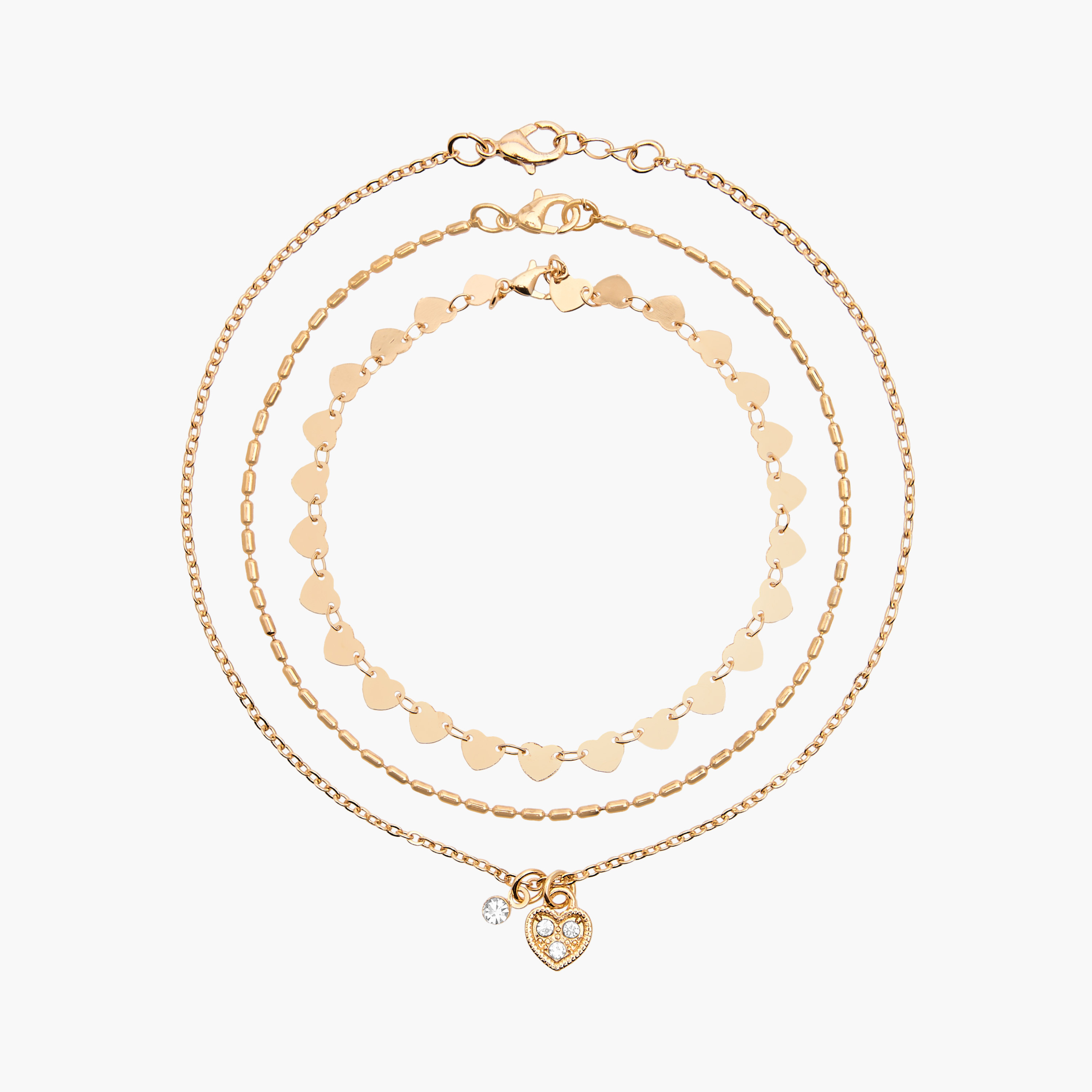 خلاخيل متنوعة مطلية بالذهب - عبوة 3 قطع-women-watchesandjewellery-jewellery-anklets-image-6