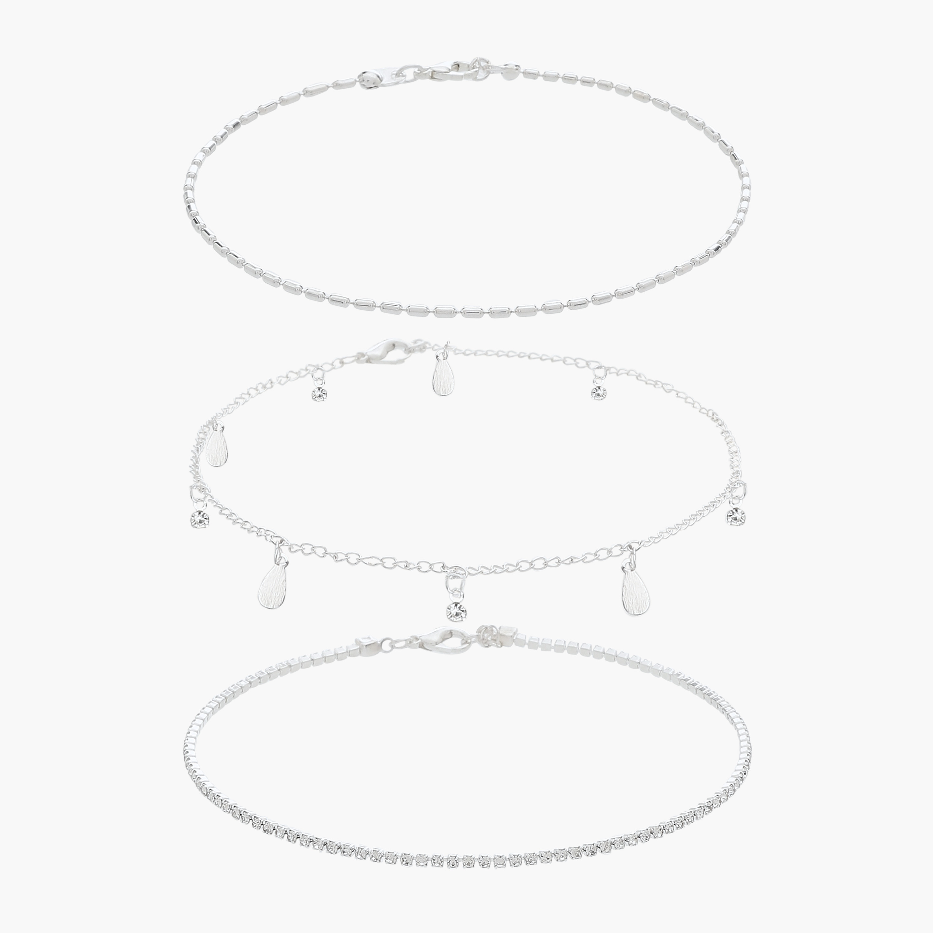 خلاخيل معدنية بتزيينات - طقم 3 قطع-women-watchesandjewellery-jewellery-anklets-image-9