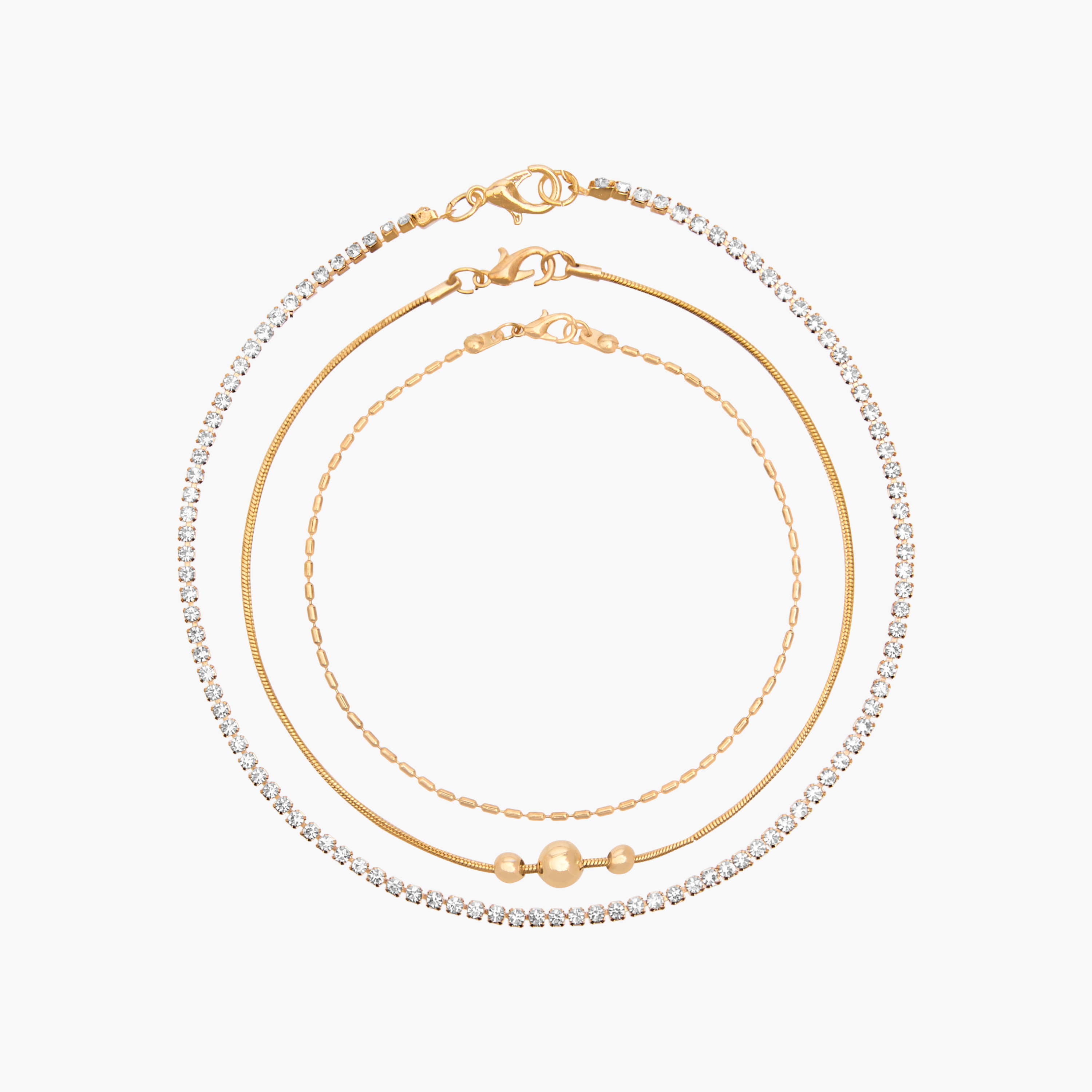 خلاخيل مزينة مطلية بالذهب - عبوة من 3 قطع-women-watchesandjewellery-jewellery-anklets-image-6