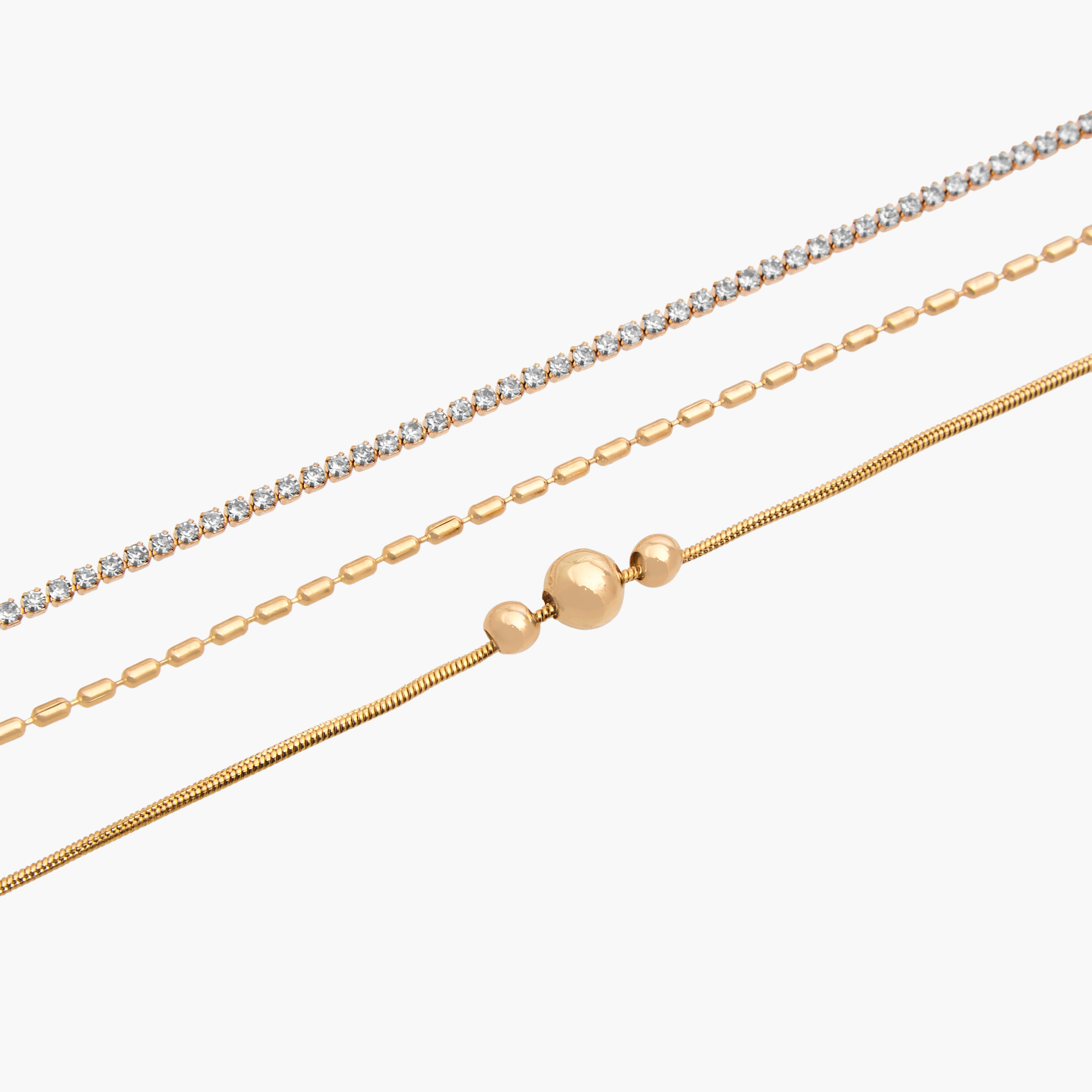خلاخيل مزينة مطلية بالذهب - عبوة من 3 قطع-women-watchesandjewellery-jewellery-anklets-image-1