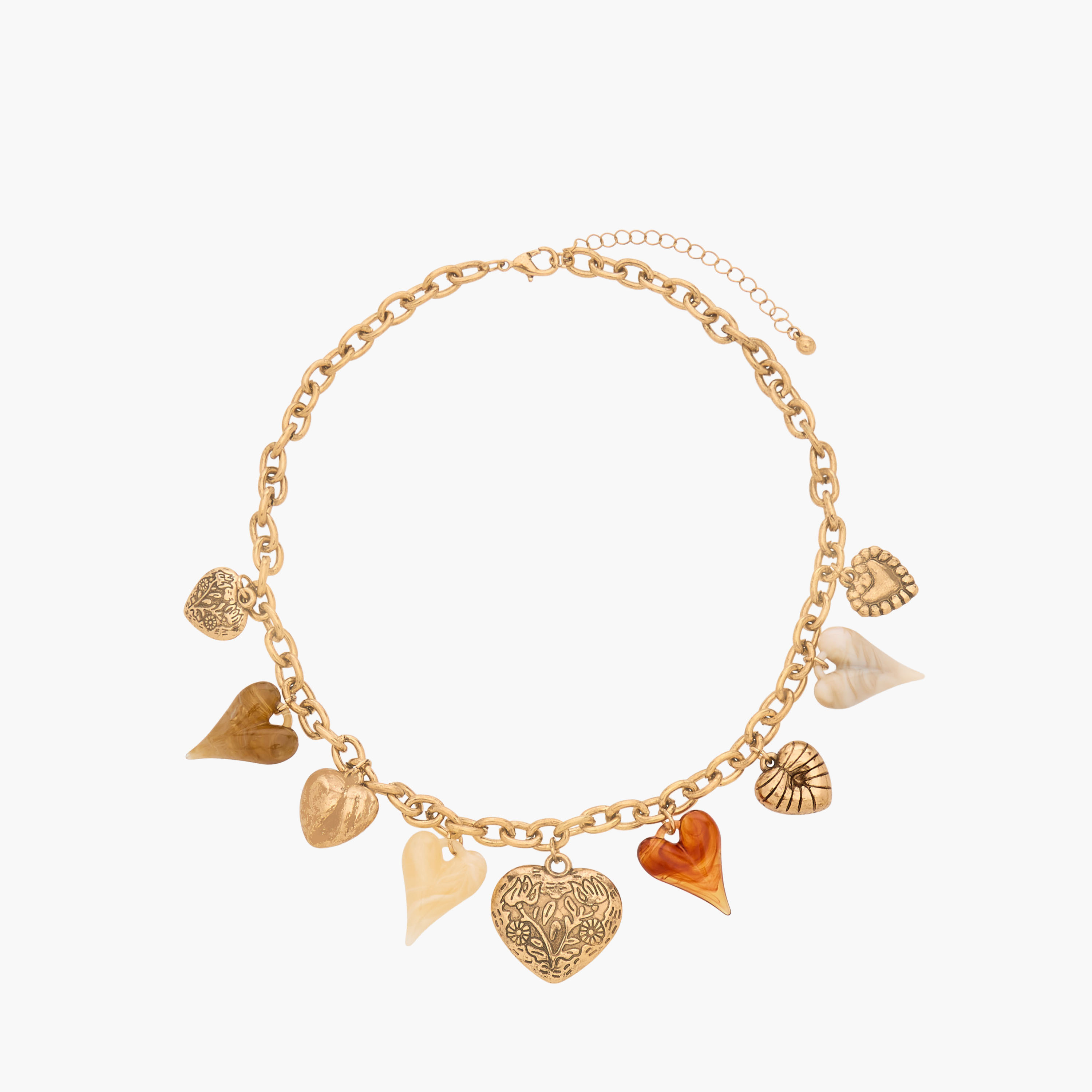 Metallic Necklace with Heart Charm-women-watchesandjewellery-jewellery-necklacesandpendants-image-1
