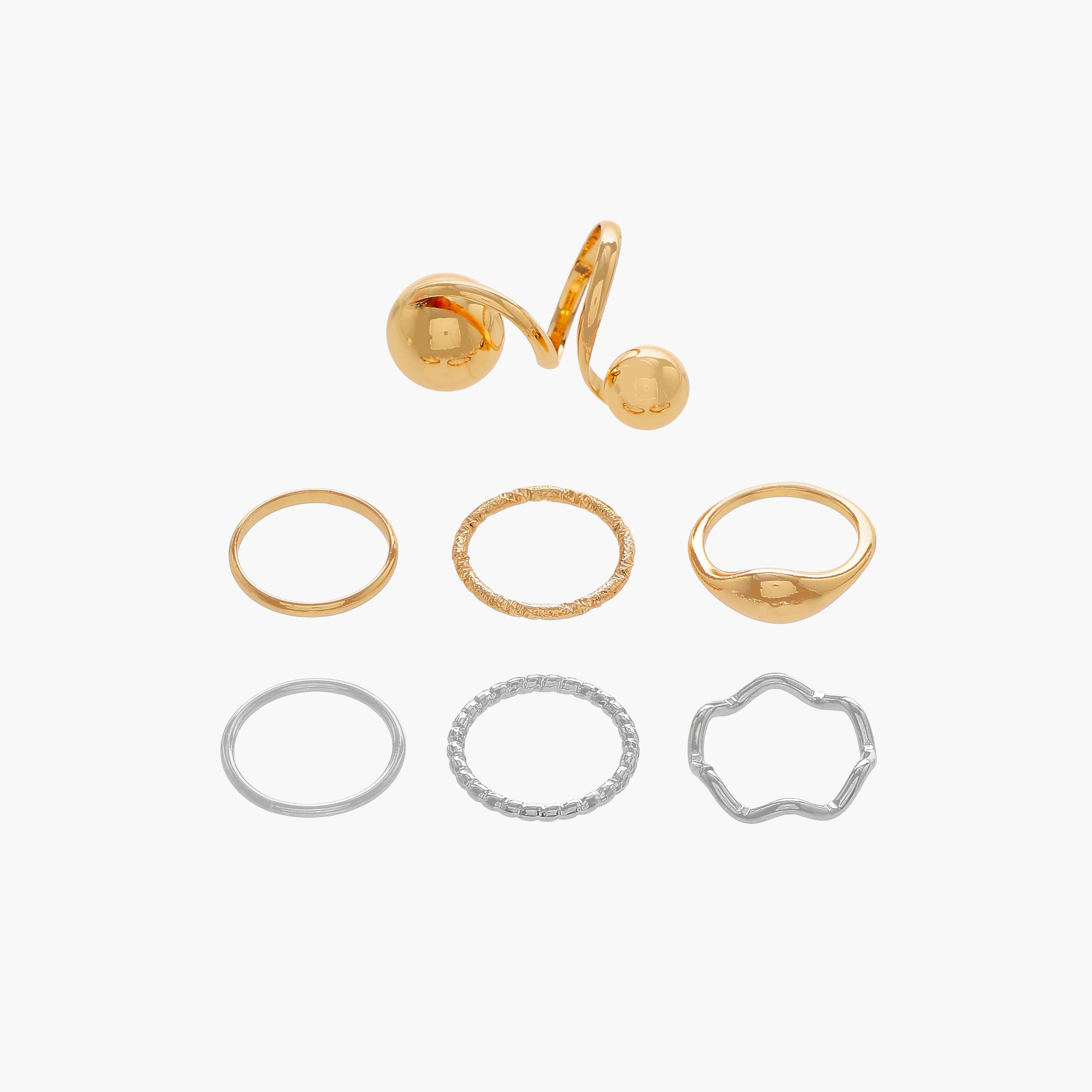 Metallic Ring - Set of 7-women-watchesandjewellery-jewellery-rings-image-1
