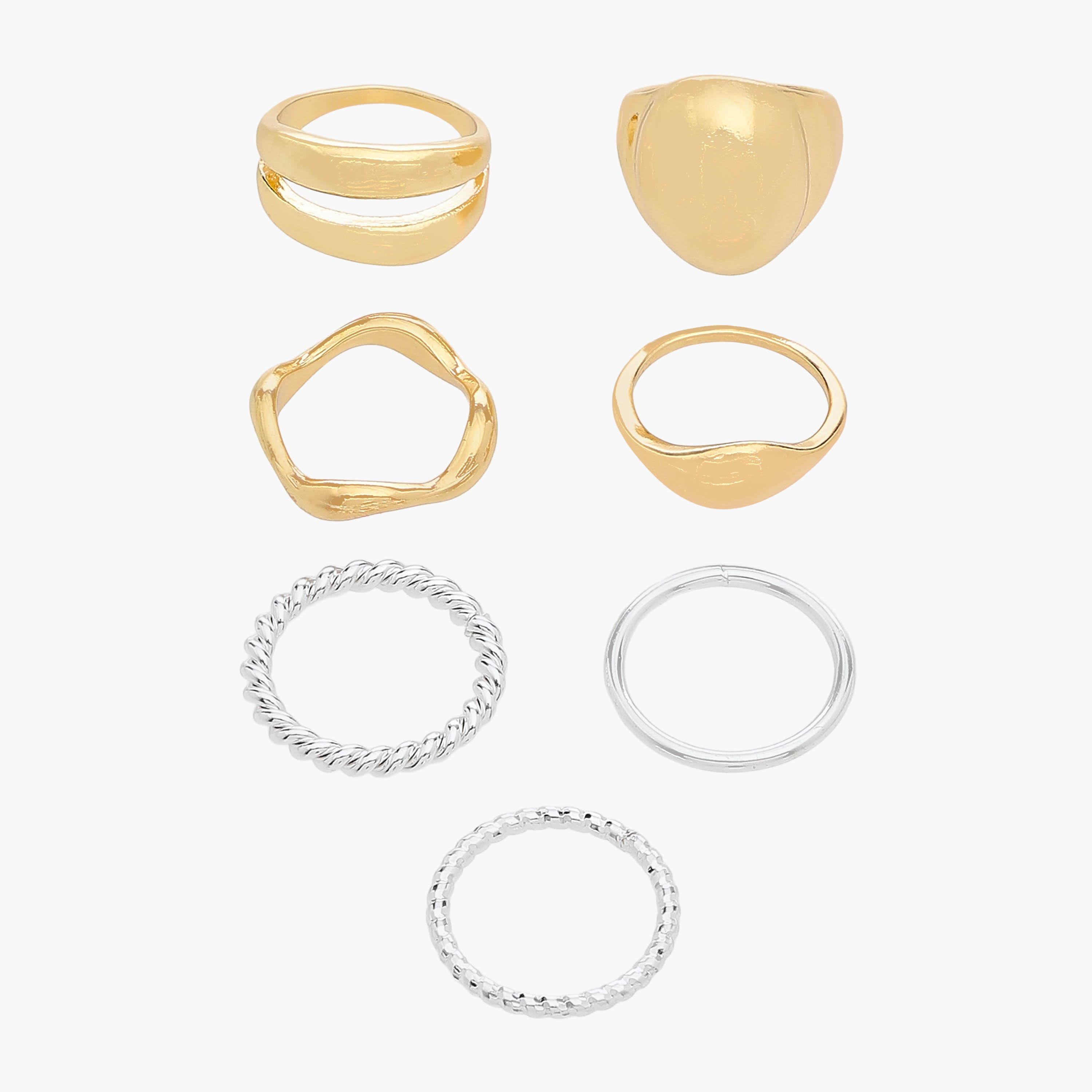 Set of 7 - Assorted Metallic Ring-women-watchesandjewellery-jewellery-rings-image-1