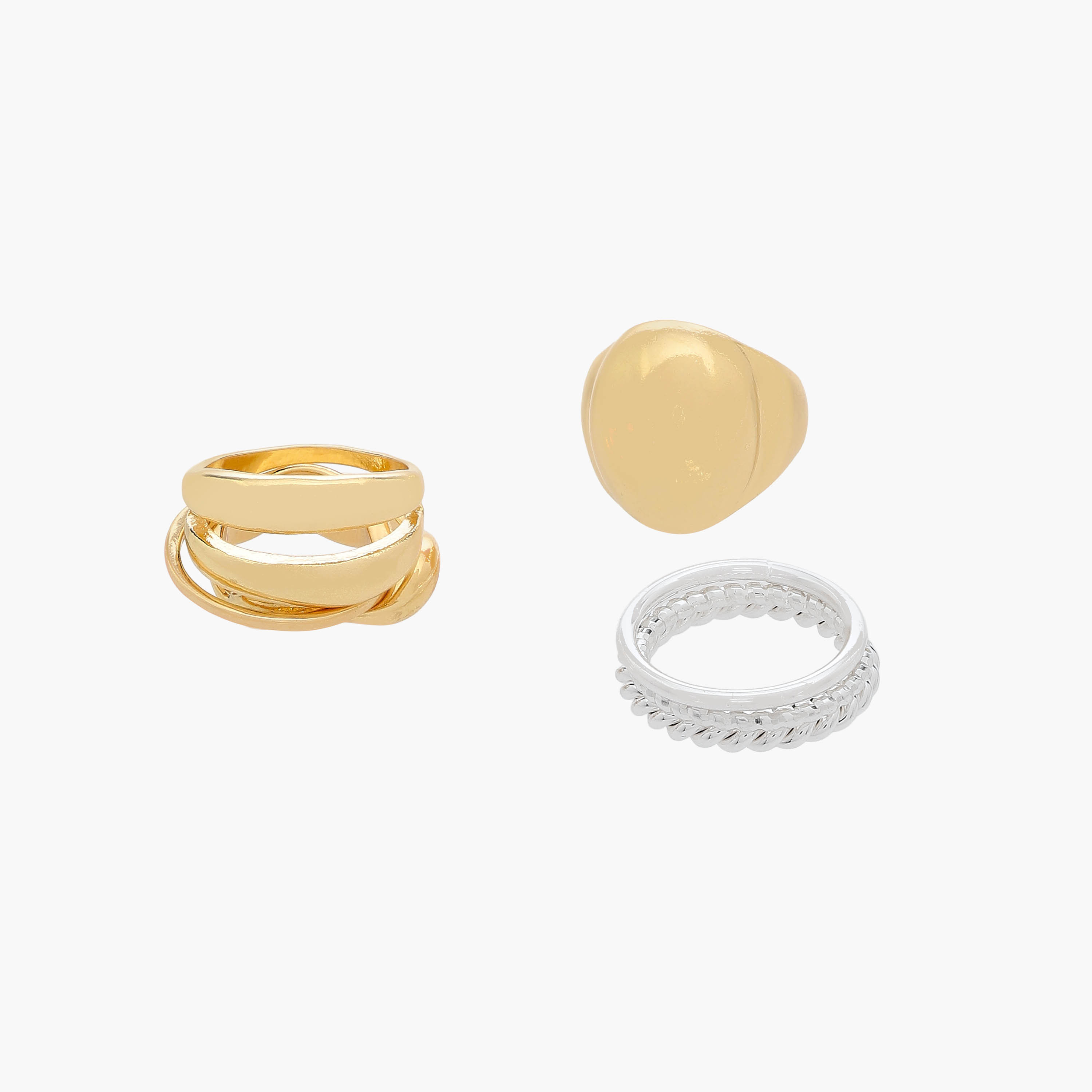 Set of 7 - Assorted Metallic Ring-women-watchesandjewellery-jewellery-rings-image-2