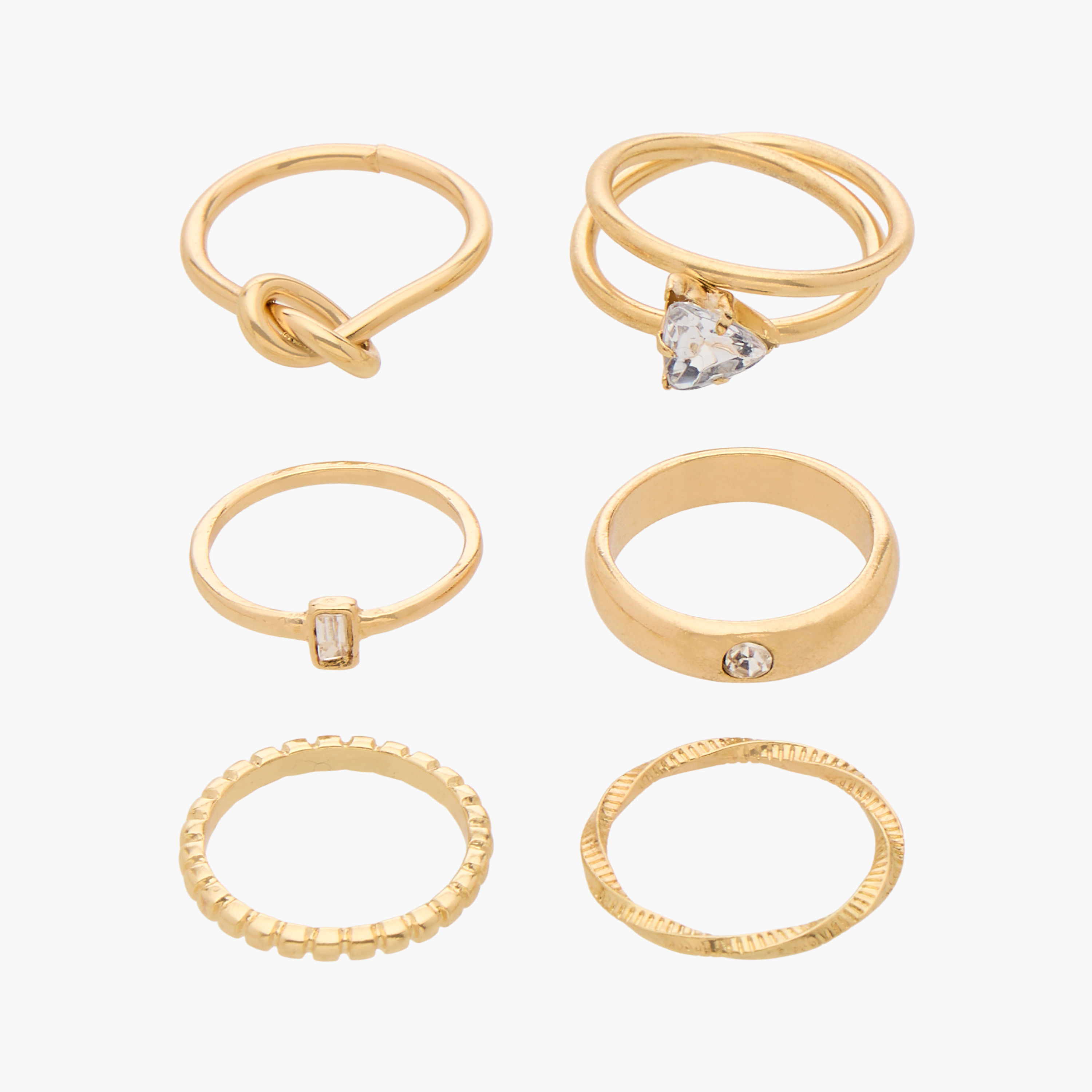 Assorted Gold Tone Ring - Set of 6-women-watchesandjewellery-jewellery-rings-image-1