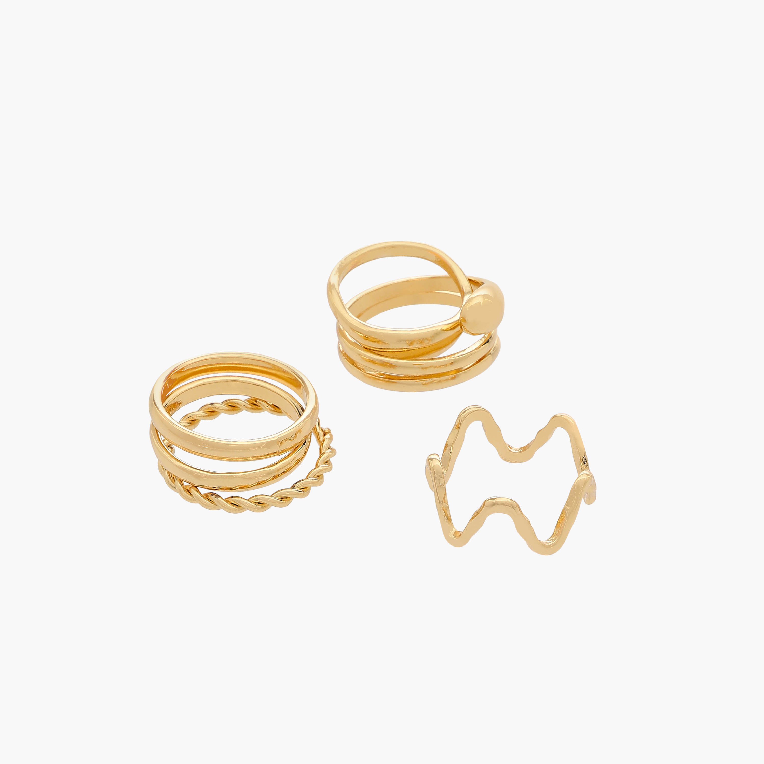 Assorted Metal Gold Tone Ring - Set of 6-women-watchesandjewellery-jewellery-rings-image-2