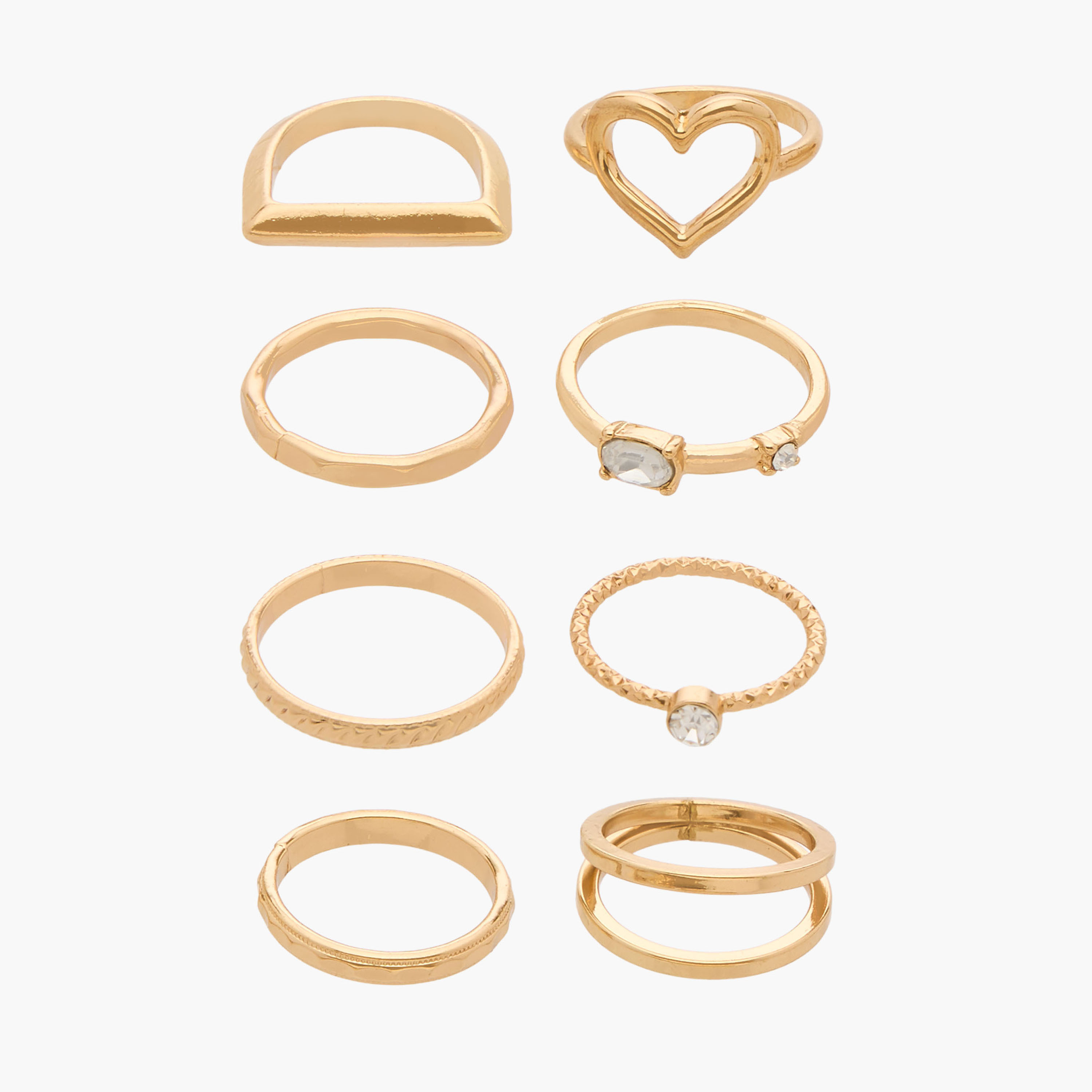 Assorted Gold Tone Ring - Set of 8-women-watchesandjewellery-jewellery-rings-image-1