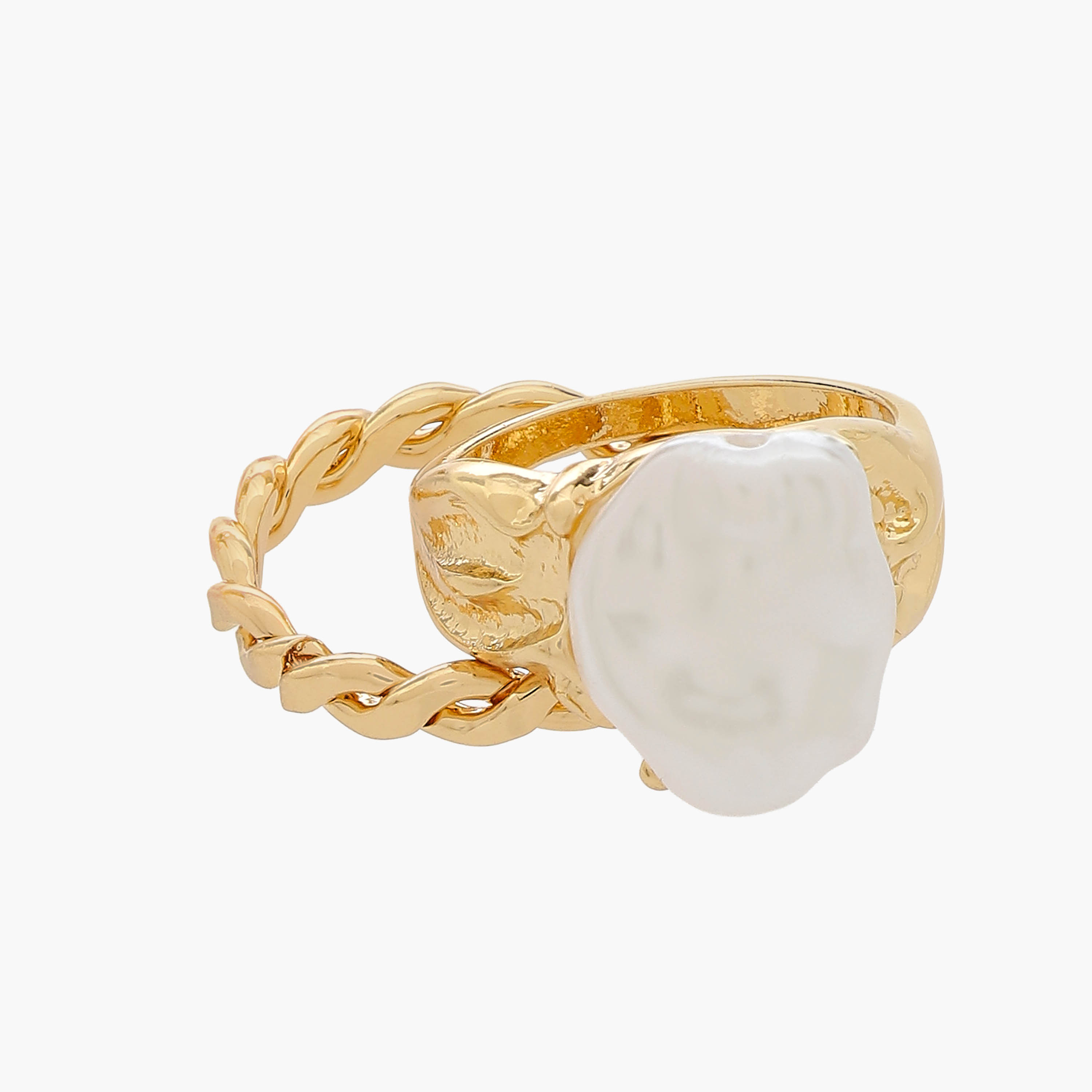 Embellished Metal Gold Tone Ring - Set of 5-women-watchesandjewellery-jewellery-rings-image-3