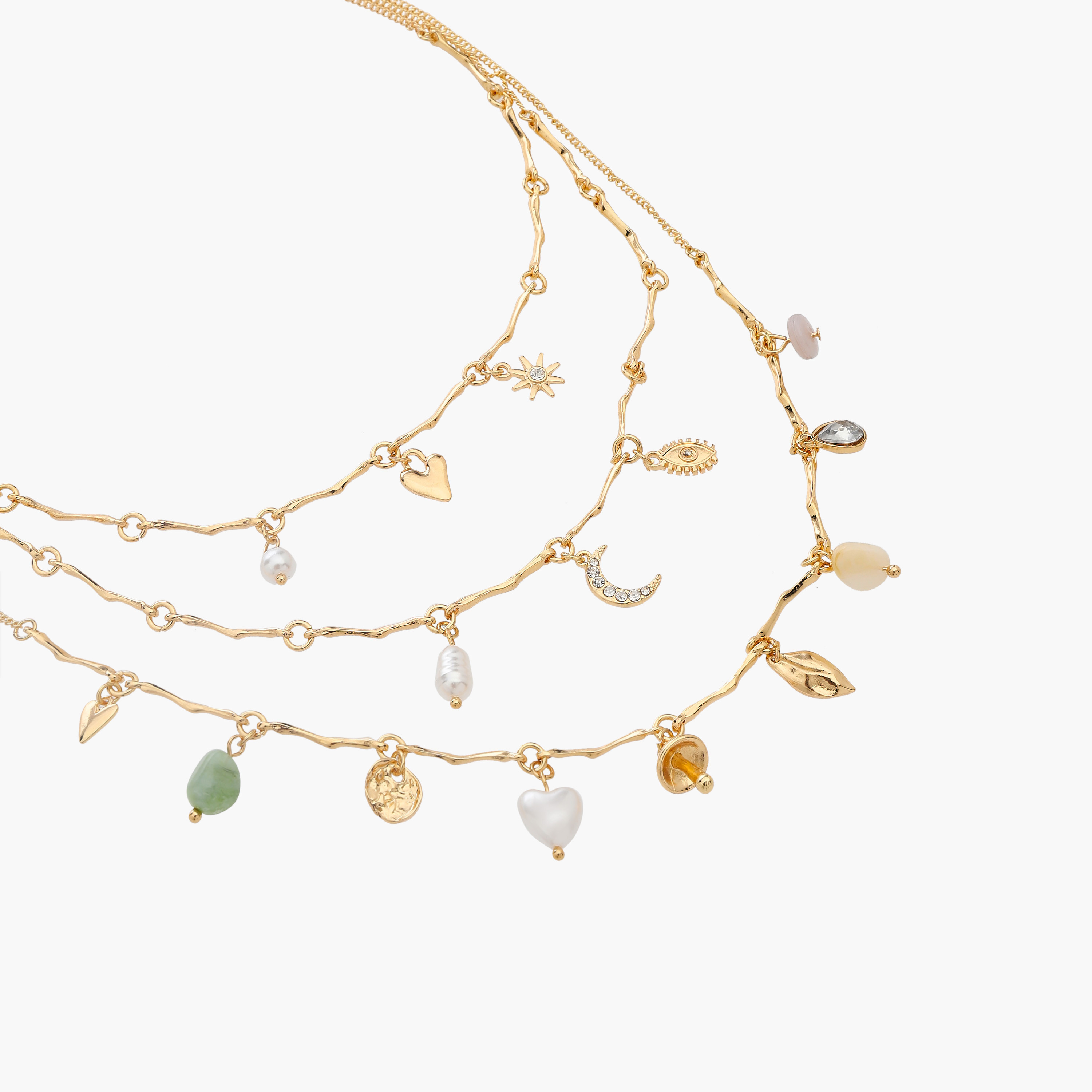 Metallic Layered Necklace with Charm Embellishment-women-watchesandjewellery-jewellery-necklacesandpendants-image-3