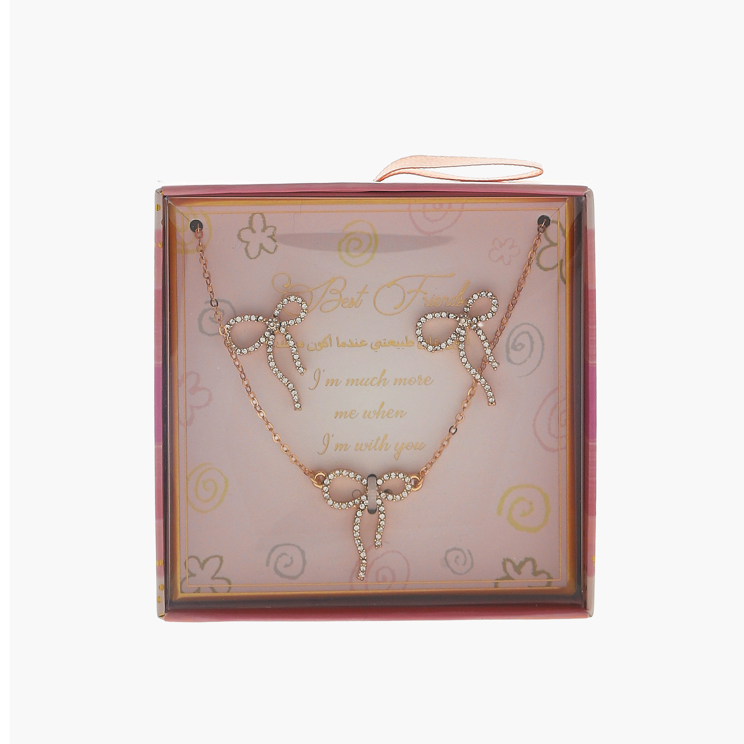 Set of 2 - Bow Embellished Pendant Necklace and Earrings-women-watchesandjewellery-jewellery-jewellerysets-image-7