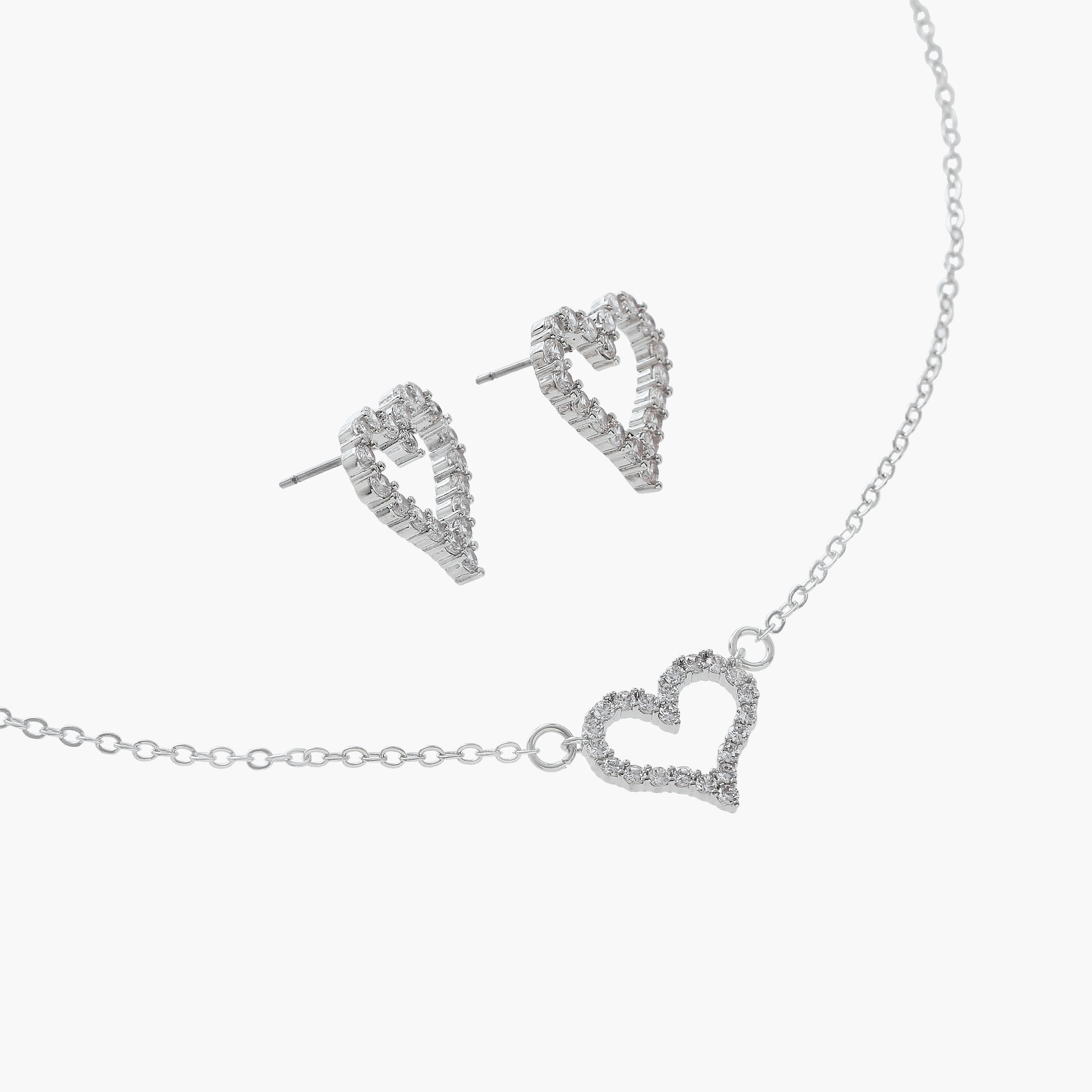 Embellished Heart Pendant Necklace and Earrings Set-women-watchesandjewellery-jewellery-jewellerysets-image-3
