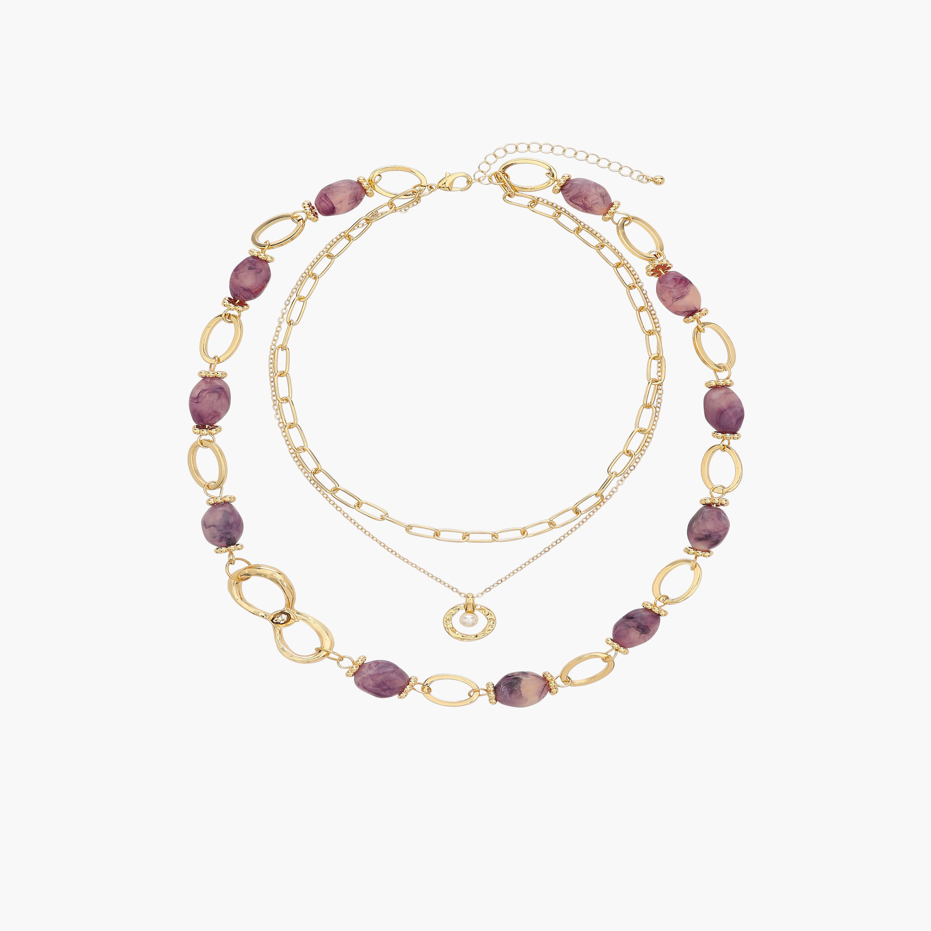 عقد معدن متعدد الطبقات بدلاية-women-watchesandjewellery-jewellery-necklacesandpendants-image-1