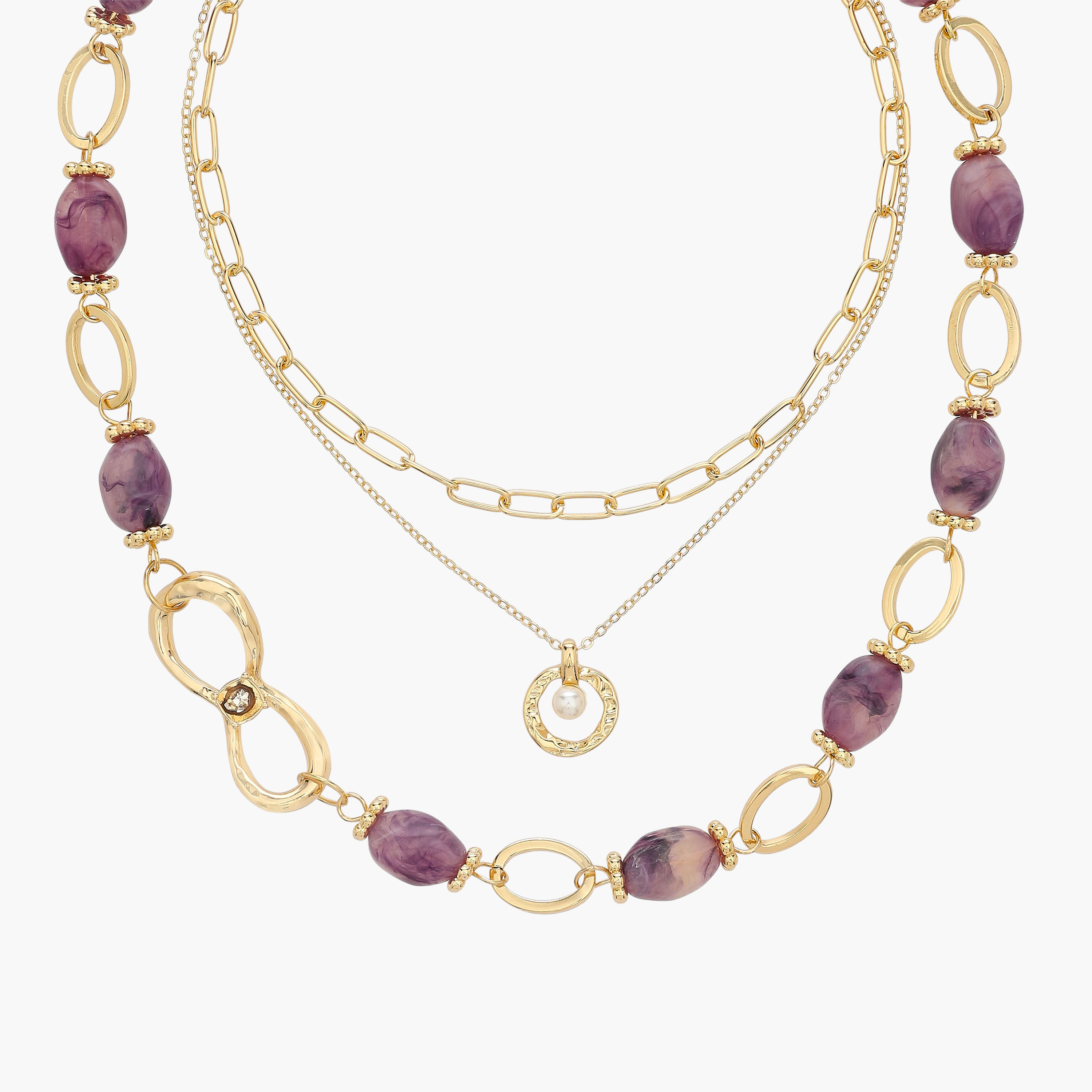 عقد معدن متعدد الطبقات بدلاية-women-watchesandjewellery-jewellery-necklacesandpendants-image-2