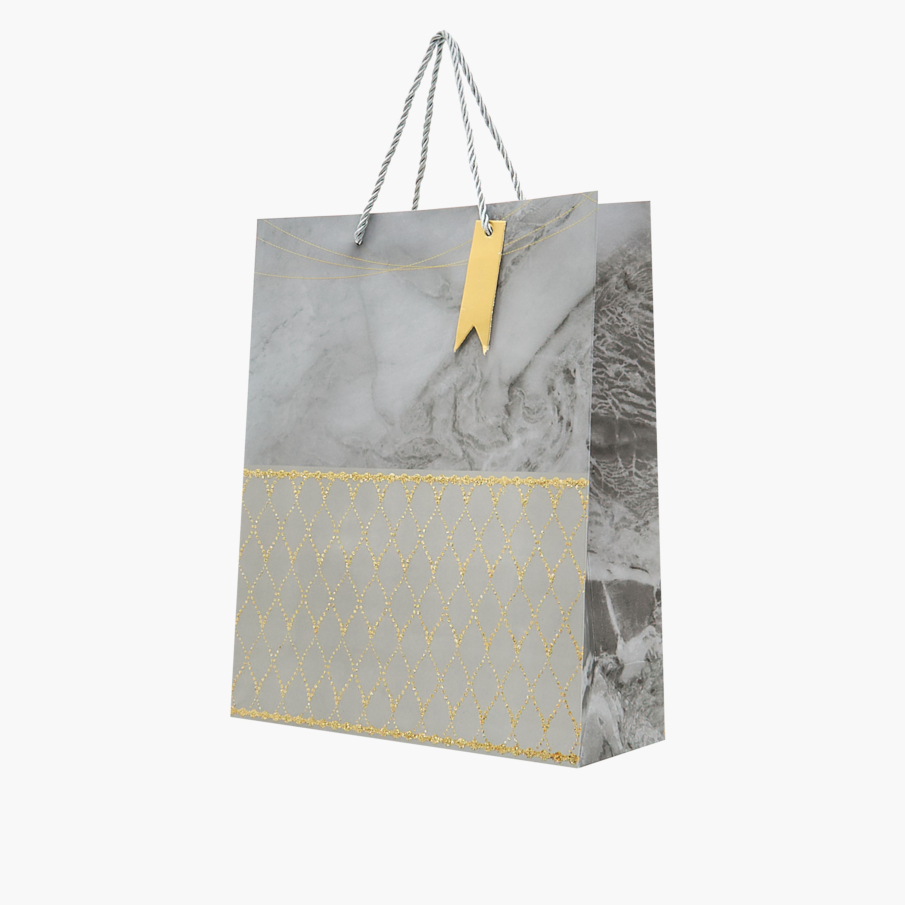 Marble Glitter Print Paper Gift Bag - Medium-household-giftingaccessories-giftings-image-2