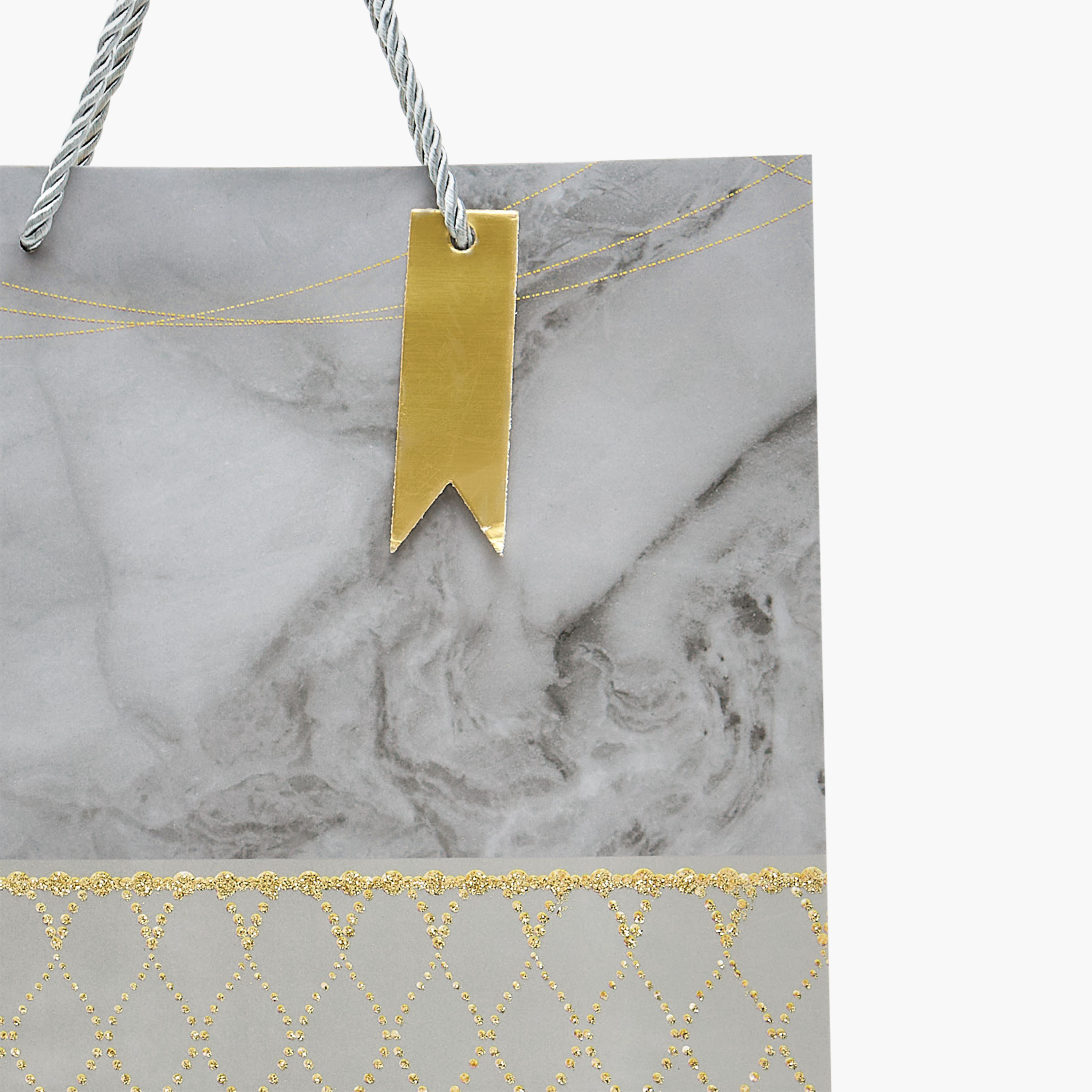 Marble Glitter Print Paper Gift Bag - Medium-household-giftingaccessories-giftings-image-3