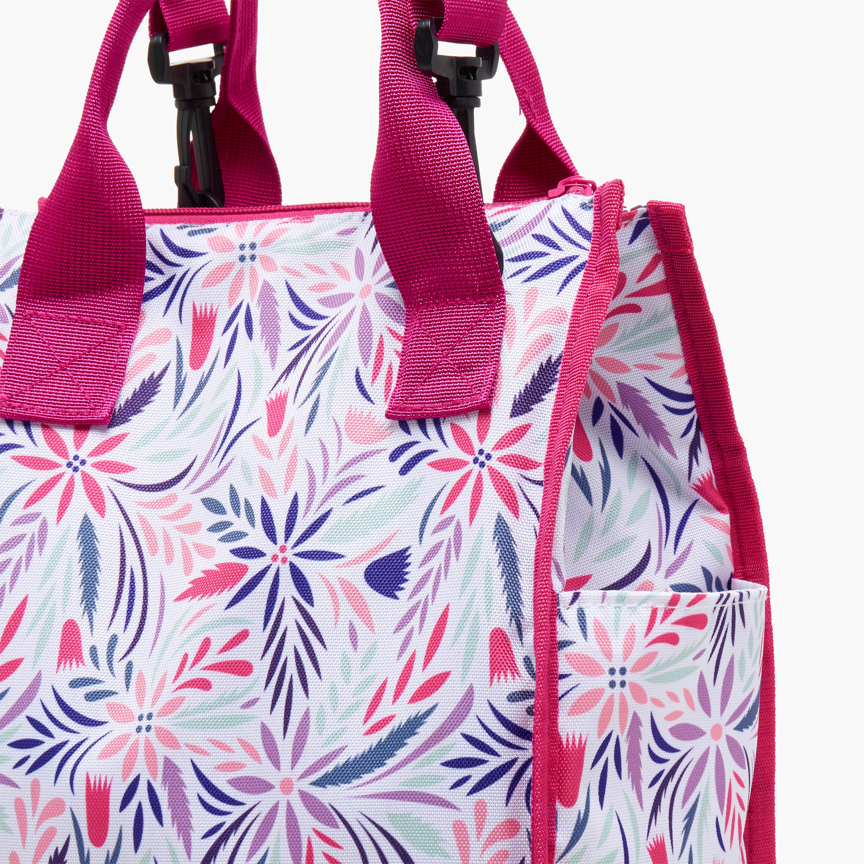 Floral Print Lunch Bag with Detachable Strap - 26x23x13 cms-school-lunchessentials-lunchbags-image-4