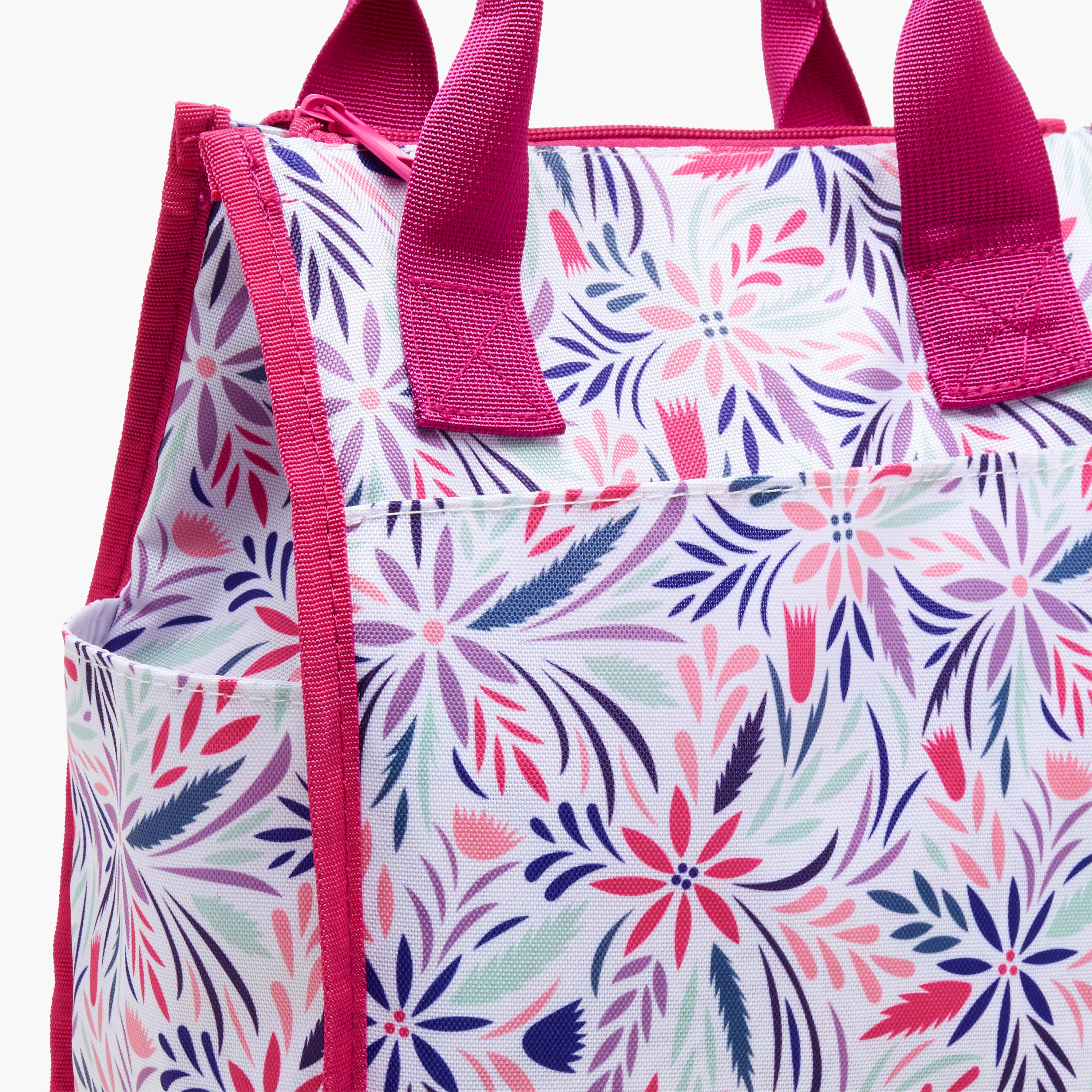 Floral Print Lunch Bag with Detachable Strap - 26x23x13 cms-school-lunchessentials-lunchbags-image-5