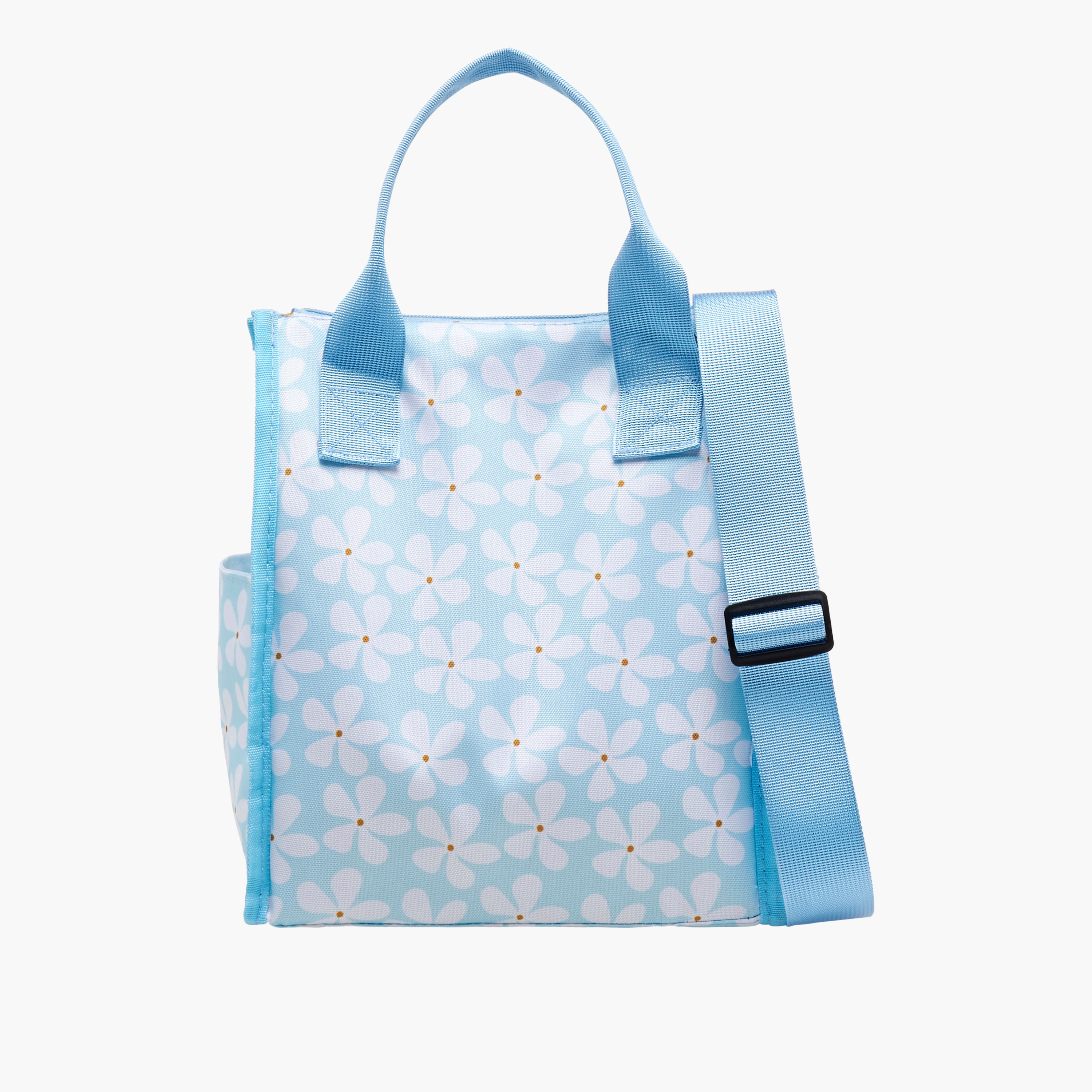 Floral Print Lunch Bag with Detachable Strap - 26x23x13 cms-school-lunchessentials-lunchbags-image-1