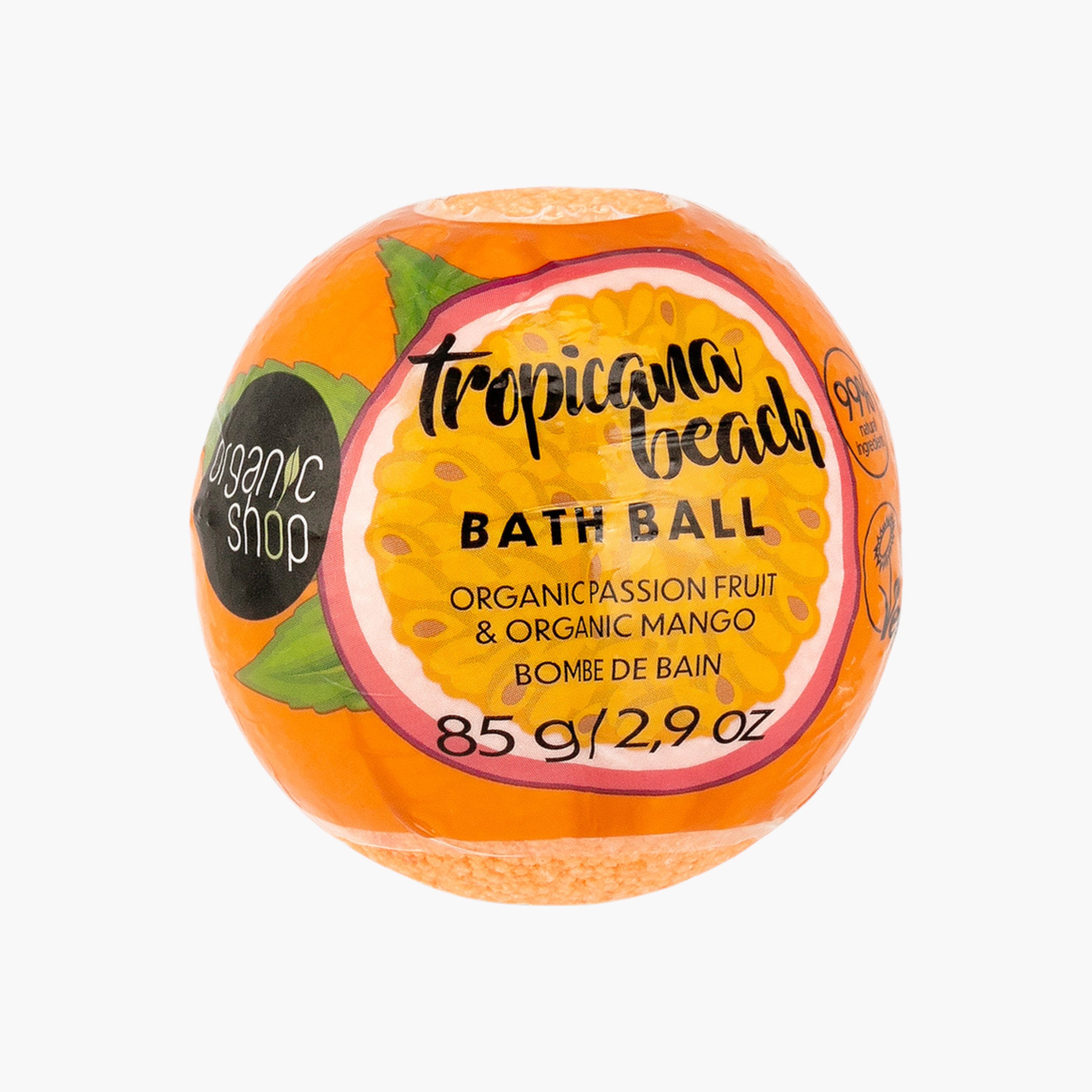 كرة استحمام تروبيكانا بيتش برائحة فاكهة العاطفة والمانجو من أورجانيك شوب - 85 جم-beautyandpersonalcare-bathandbody-bathandshower-bodywash-image-1