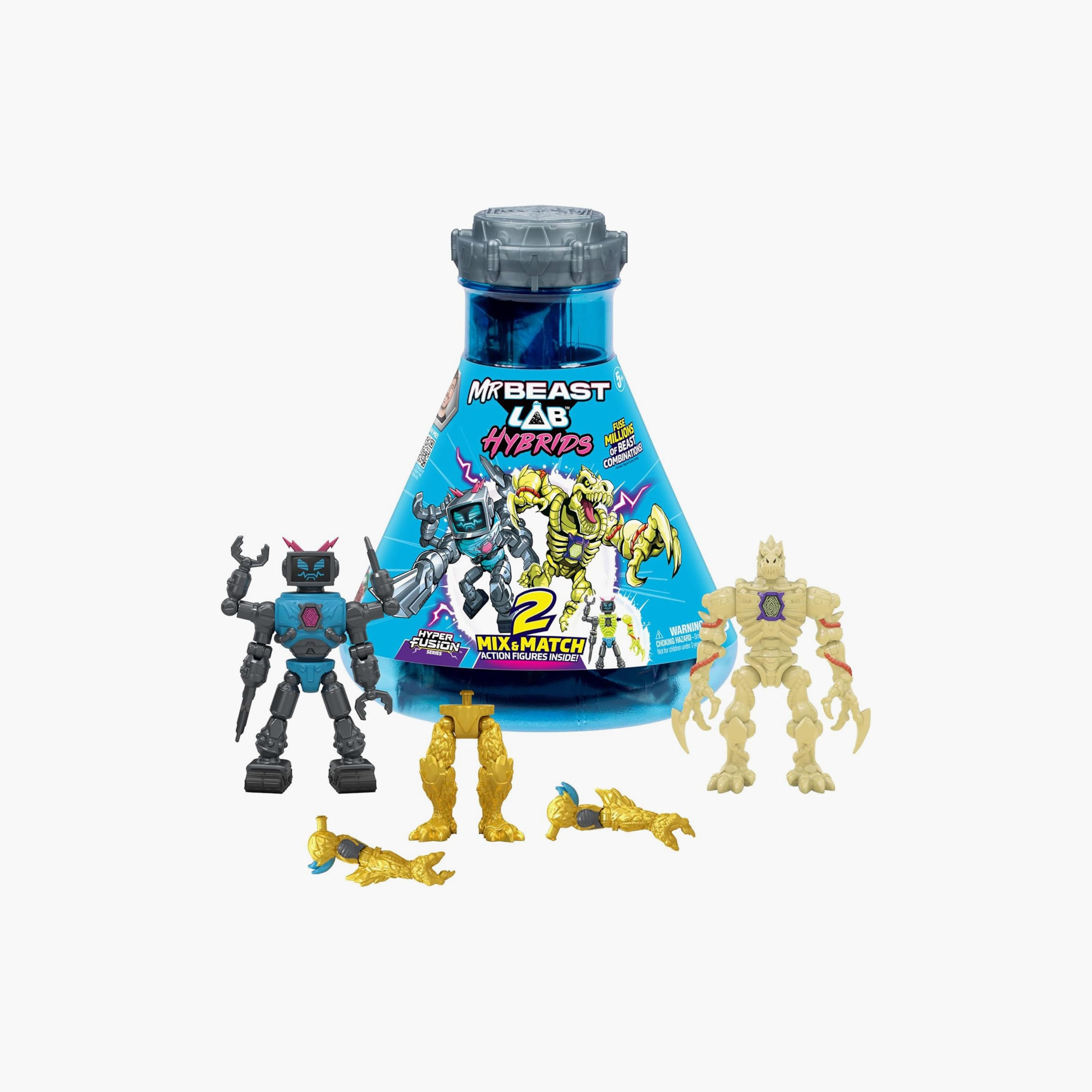 MrBeast LAB Hybrids 2 Mix & Match Action Figures - Lab-Bot vs GID Skeleton-toys-playfigures-actionfigures-image-1