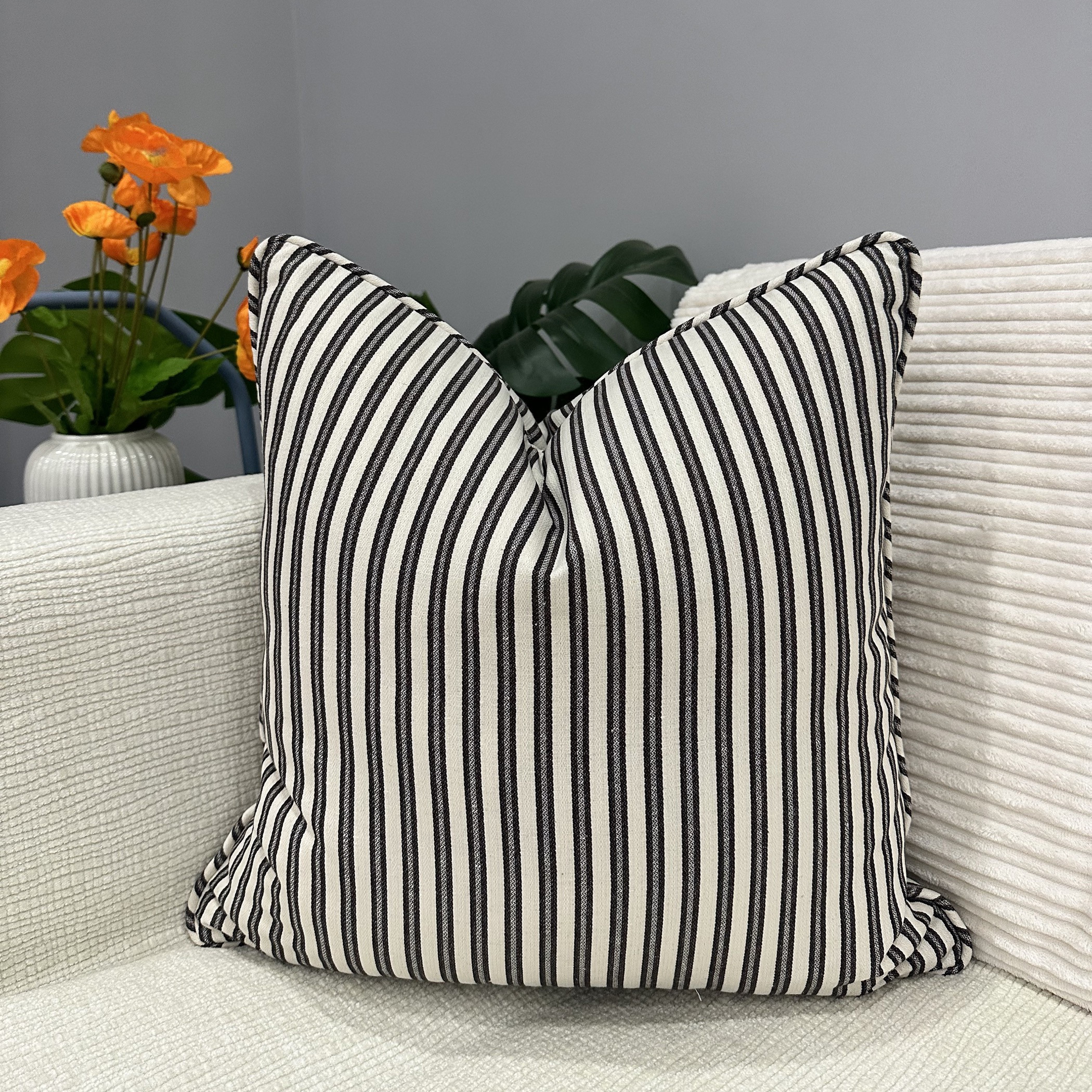 Unique Home Striped Decorative Cushion Black White-household-cushionsandthrows-filledcushions-decorativecushions-image-1