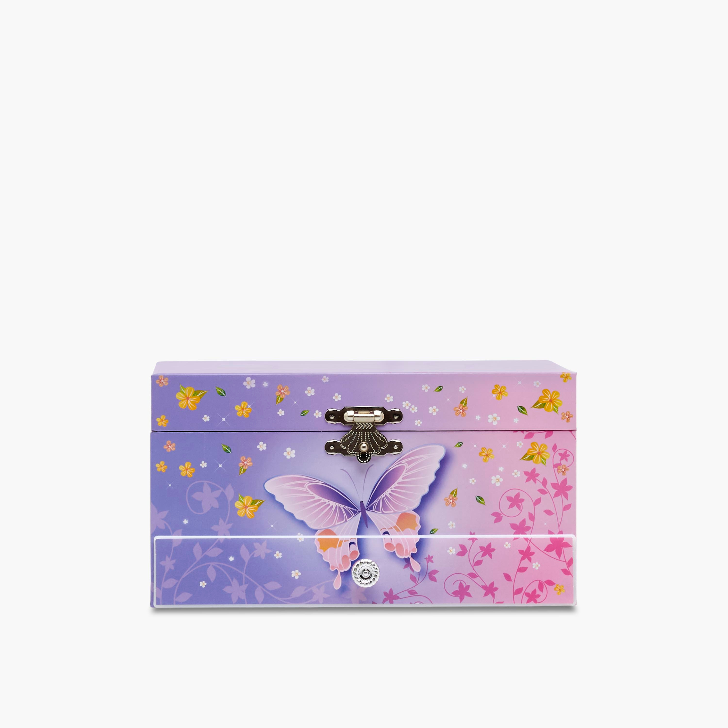 2-Compartment Jewellery Organiser with Butterfly Print - 18x12x10 cms-women-watchesandjewellery-jewellery-storage-image-2